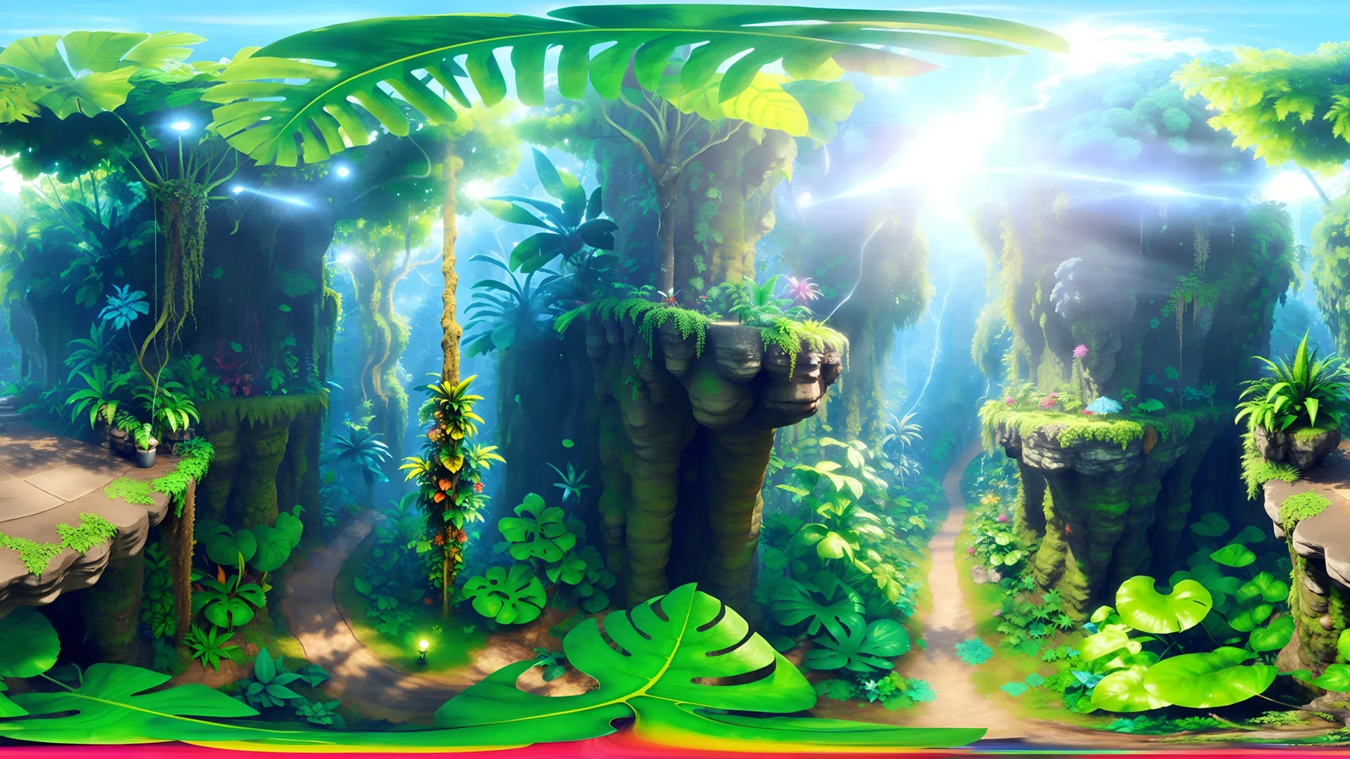 41 HDRI Stylized Tropical Forest Panoramas - 360 Spherical Maps