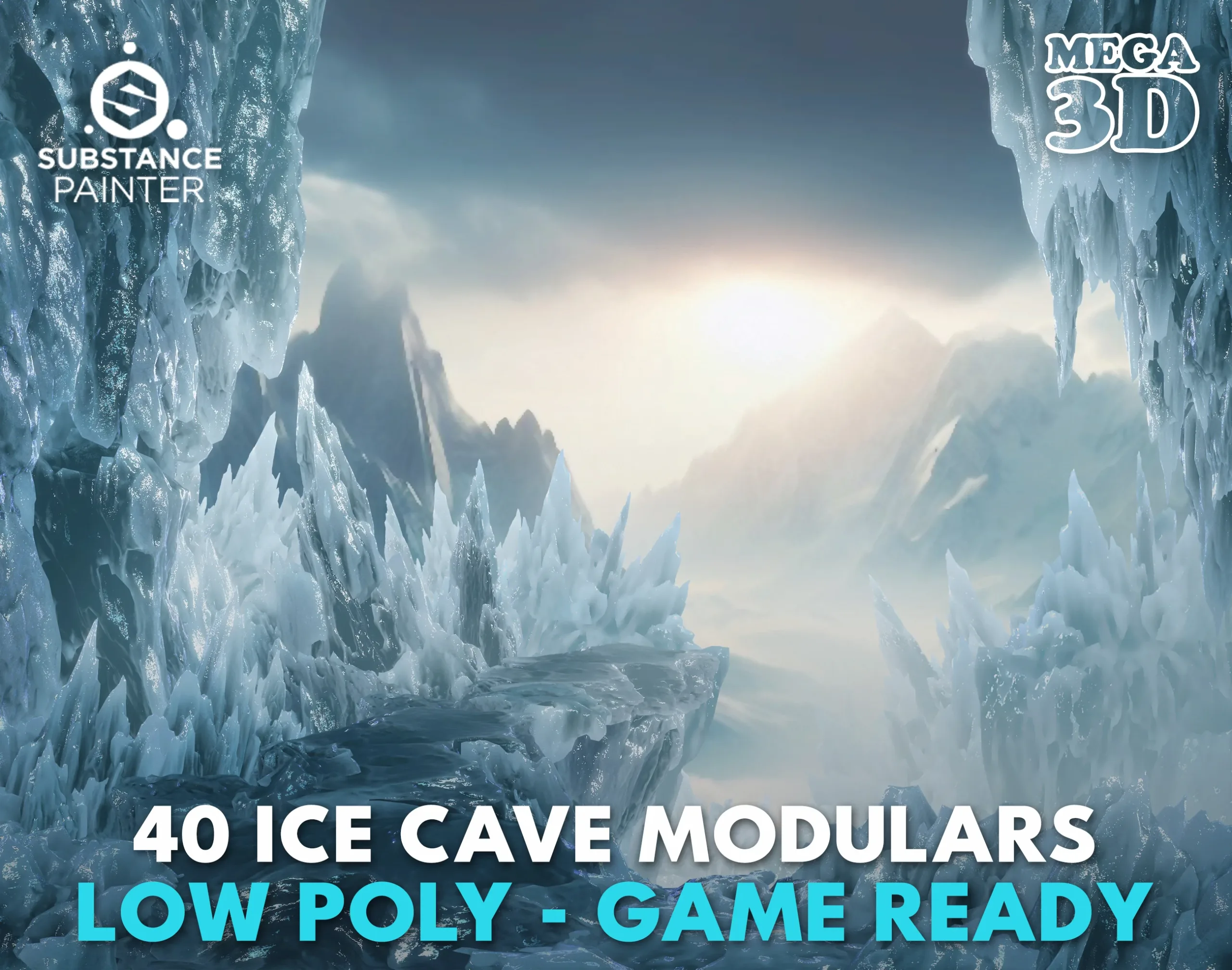 40 Low poly Ice Cave Modulars - 231219