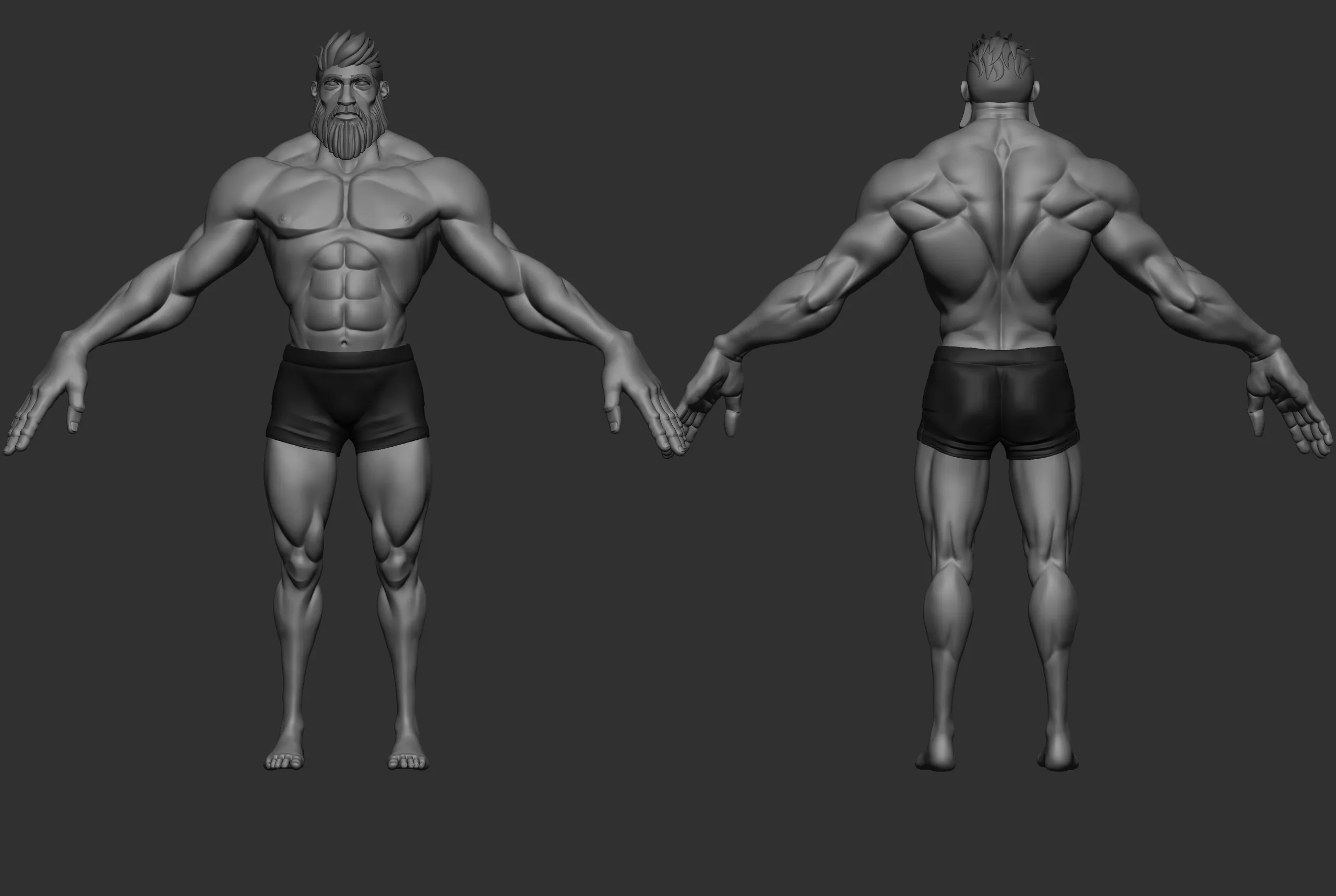 Stylized Muscular Male Basemesh Flippednormals
