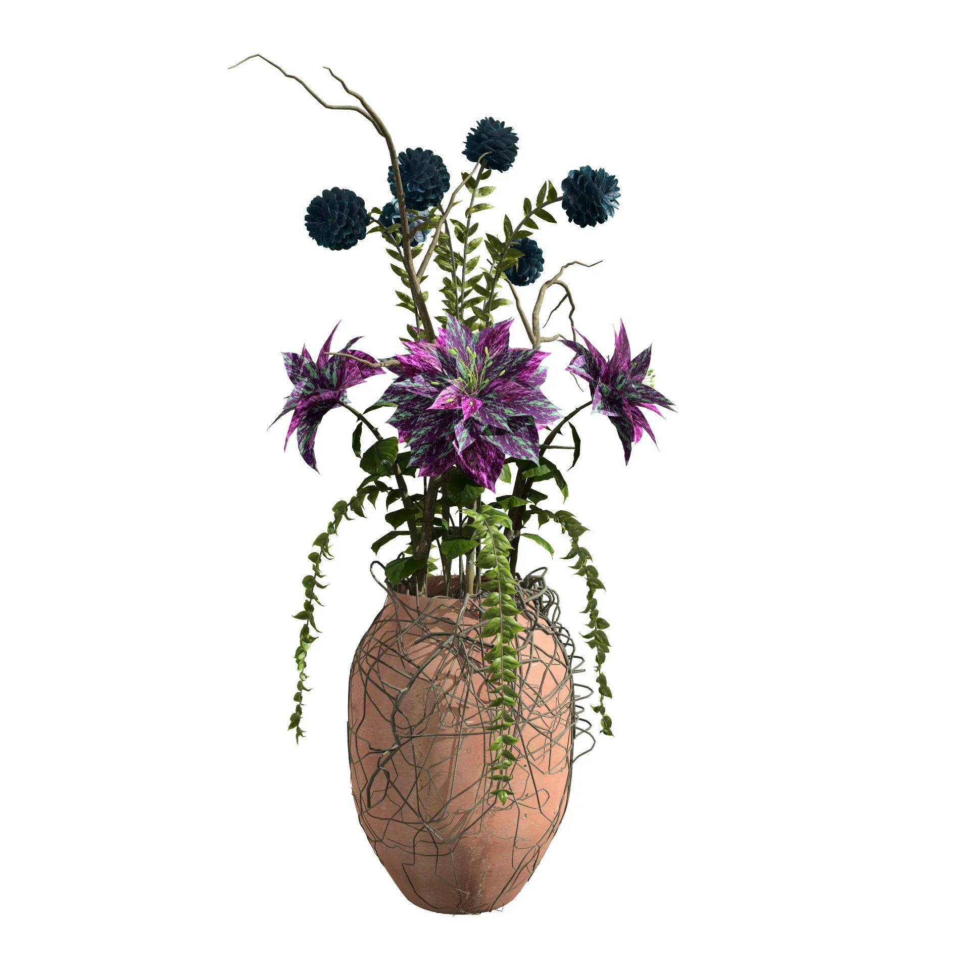 Intricate 3D Model of the Gloom Flower Pot