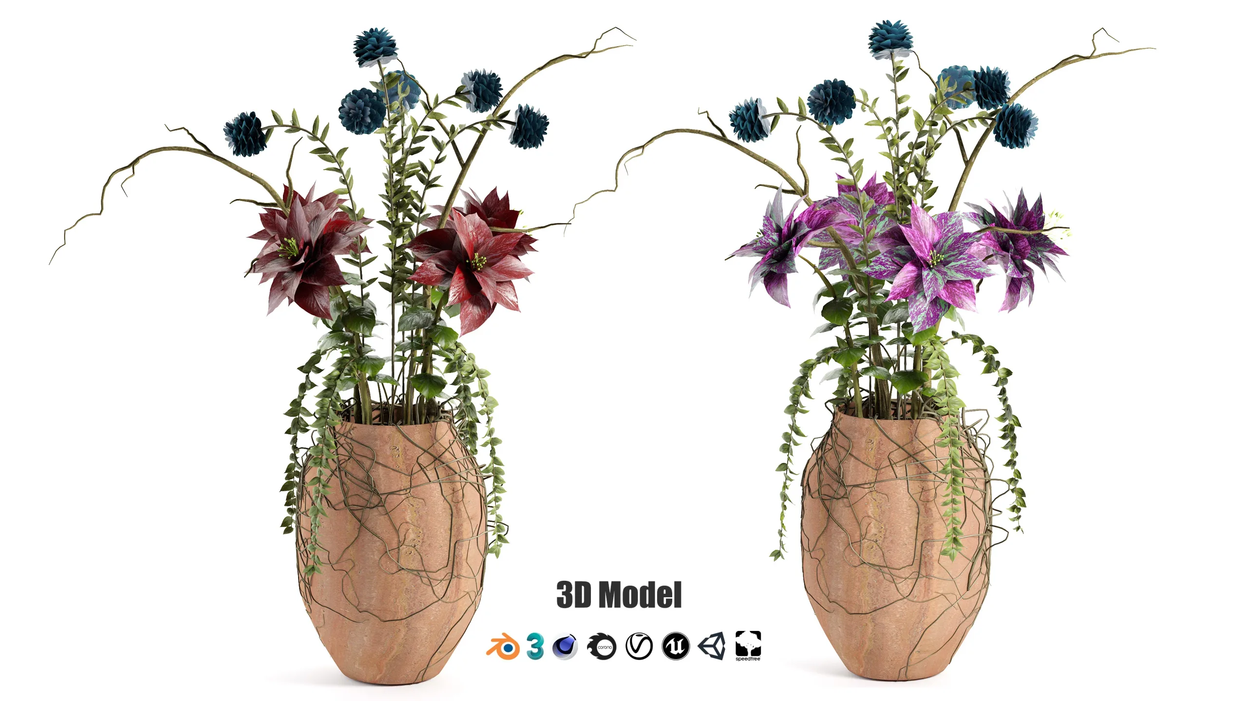 Intricate 3D Model of the Gloom Flower Pot