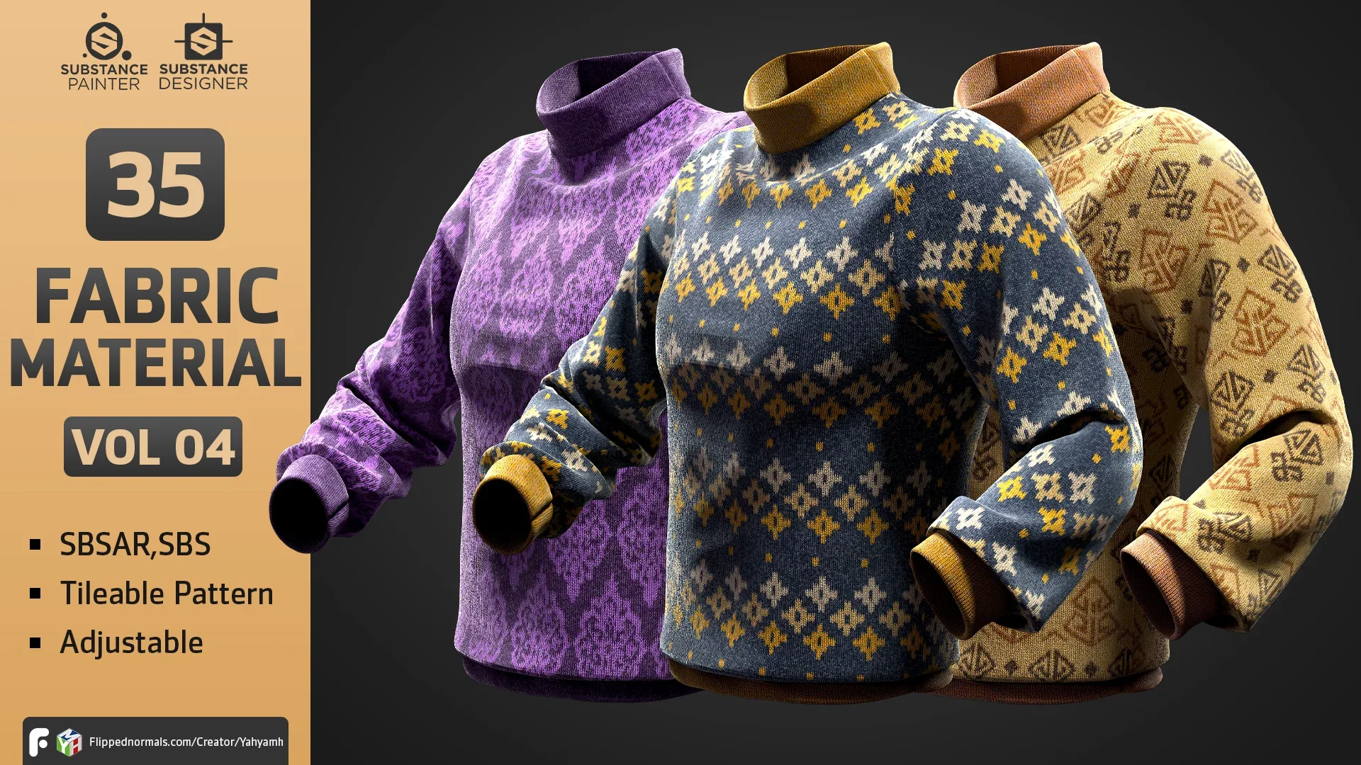 35 Fabric PBR Material (SBSAR) + SBS File