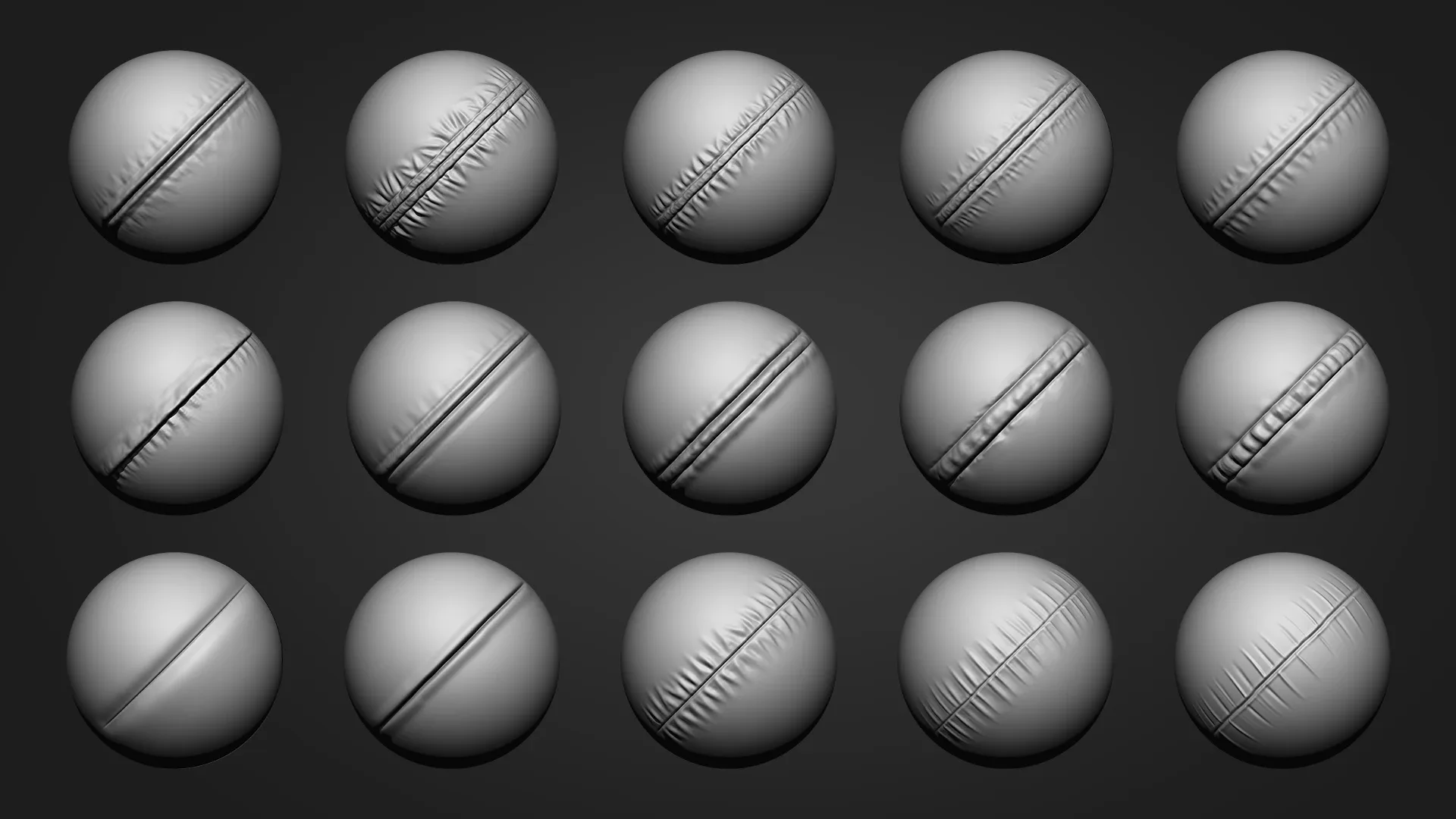 30 Seam Brushes Without Stitch (2K Alpha + ZBrush Roll Brush) - Leather Essential Pack VOL 01