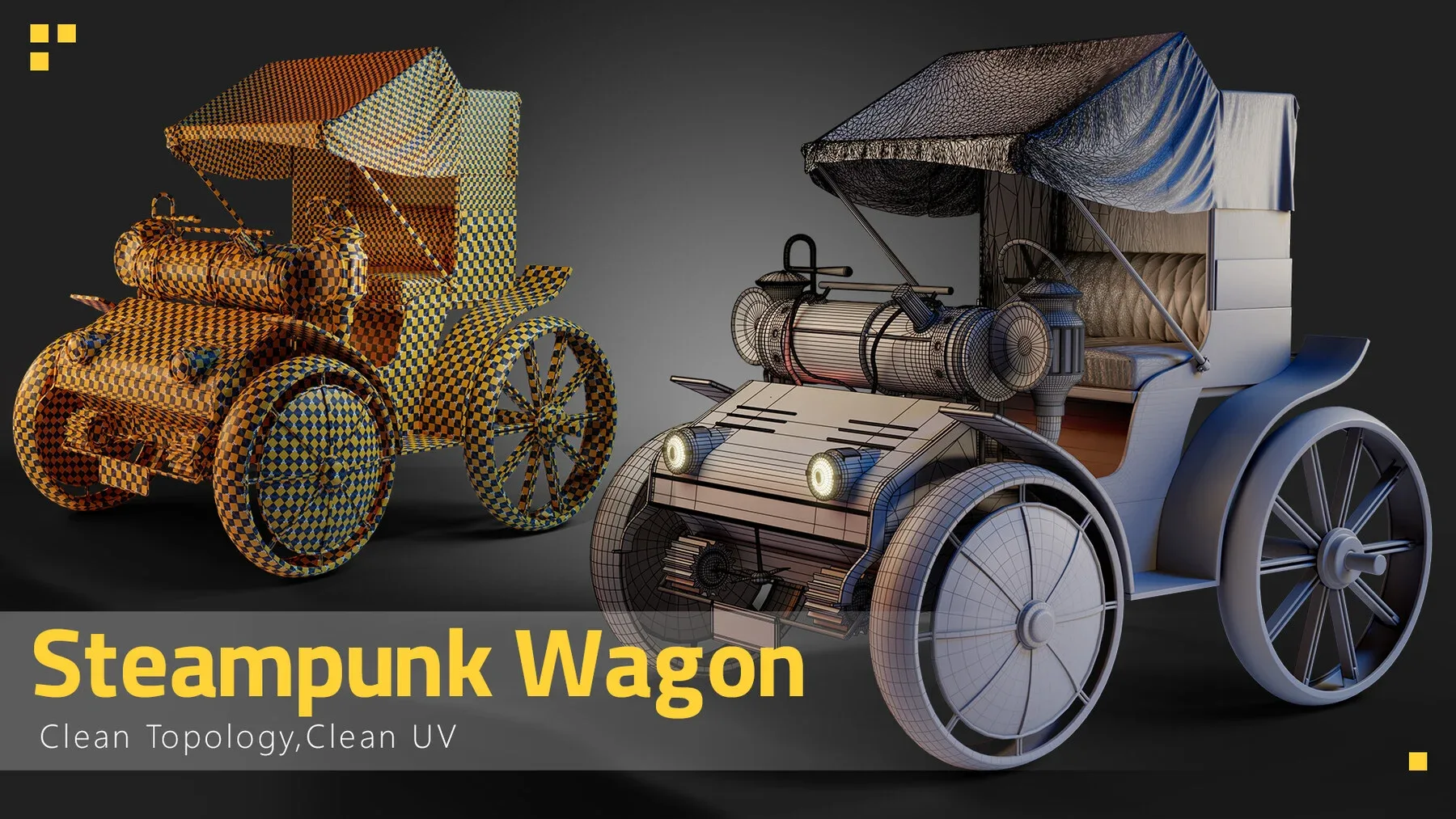 Steampunk Wagon-Game Asset