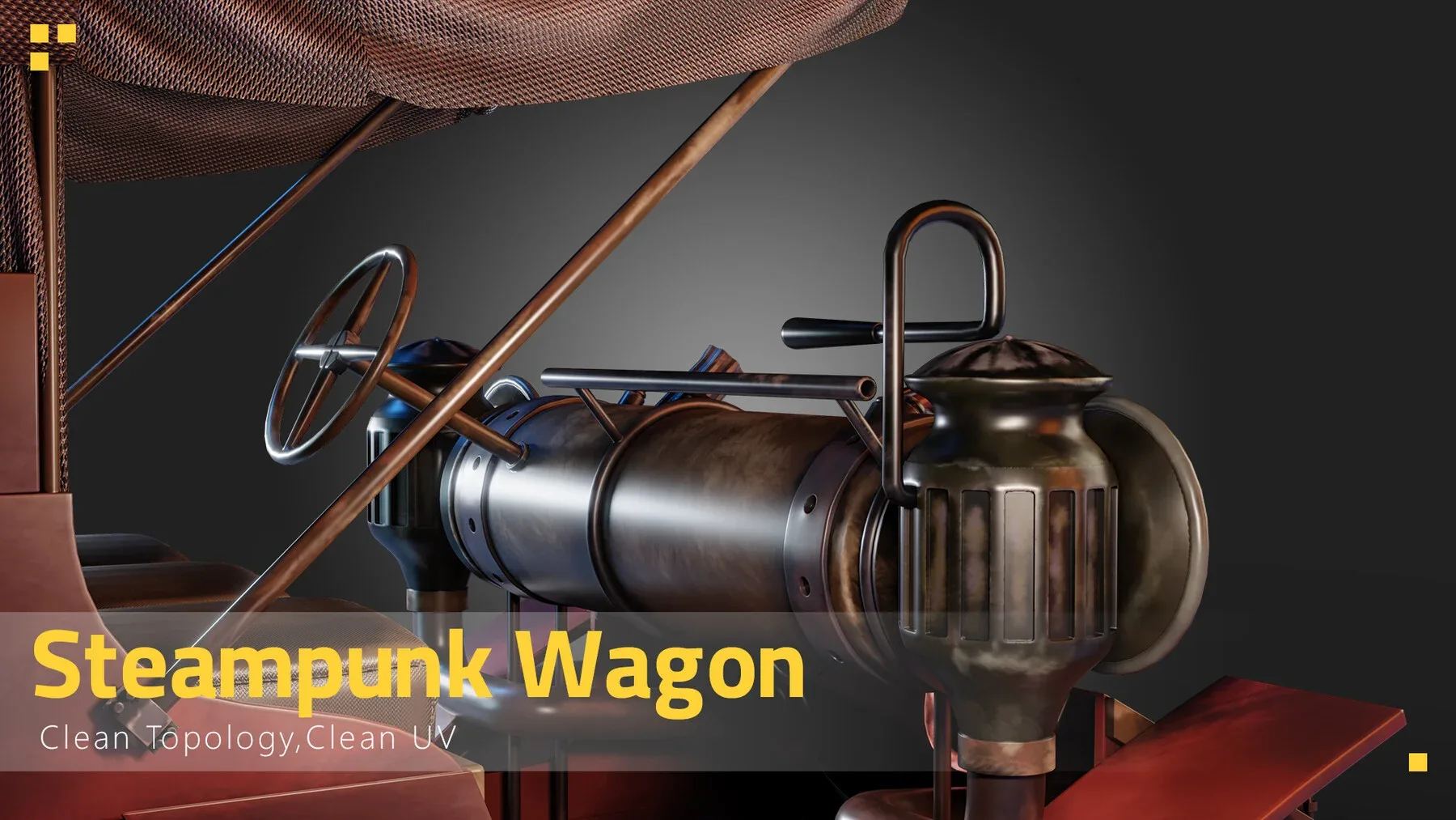 Steampunk Wagon-Game Asset