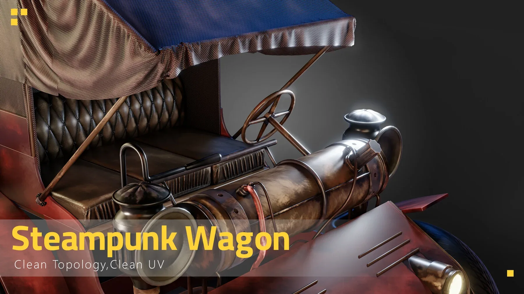 Steampunk Wagon-Game Asset