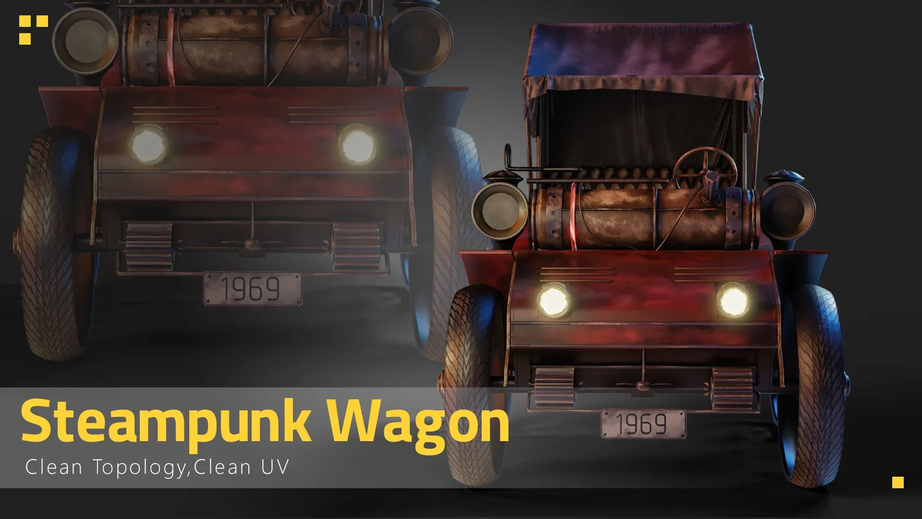 Steampunk Wagon-Game Asset