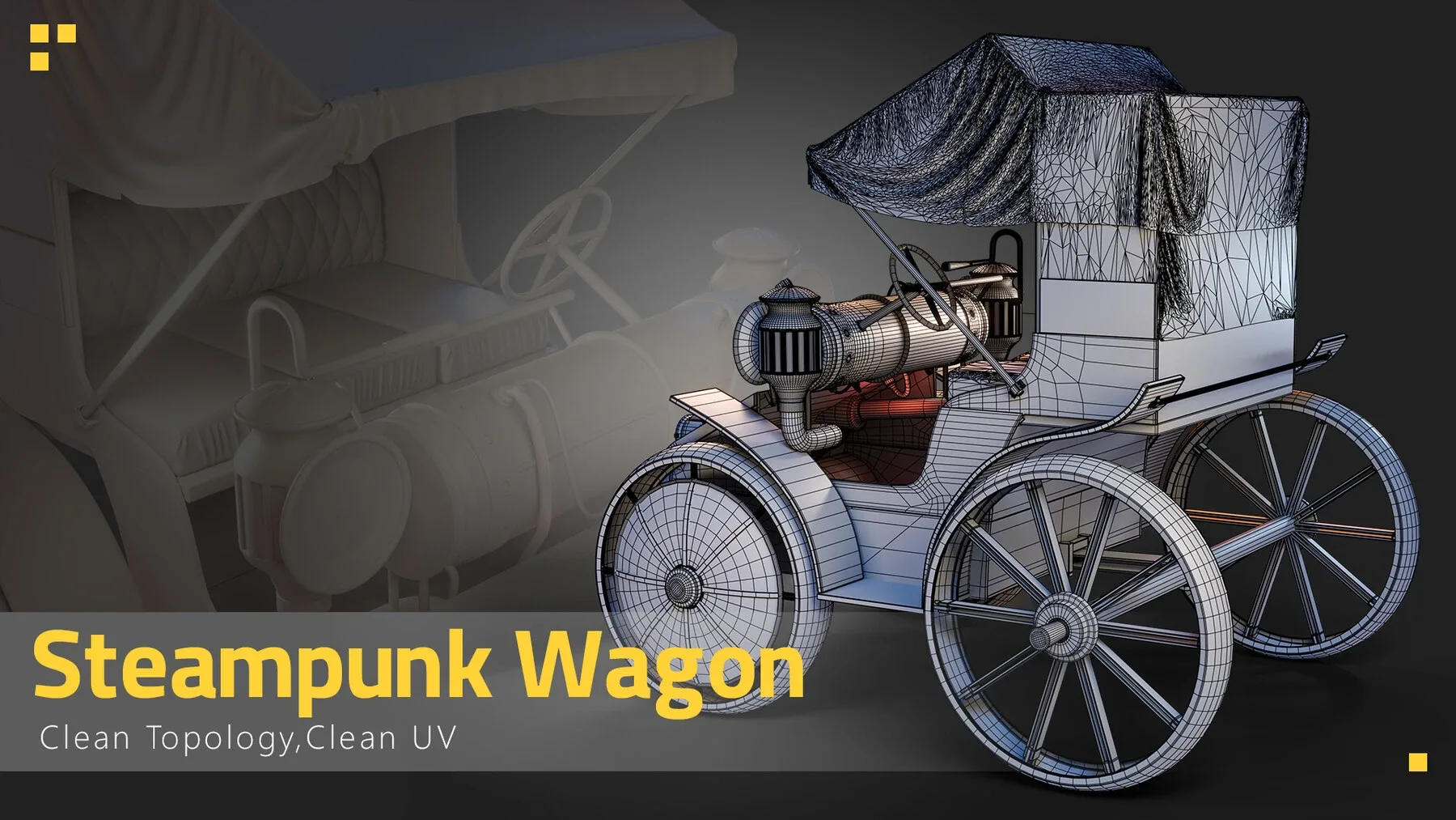 Steampunk Wagon-Game Asset