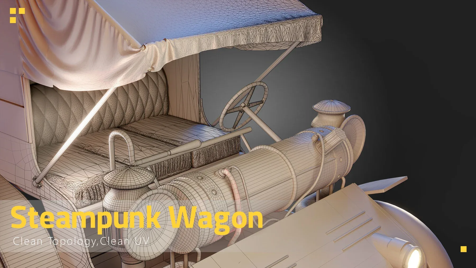 Steampunk Wagon-Game Asset