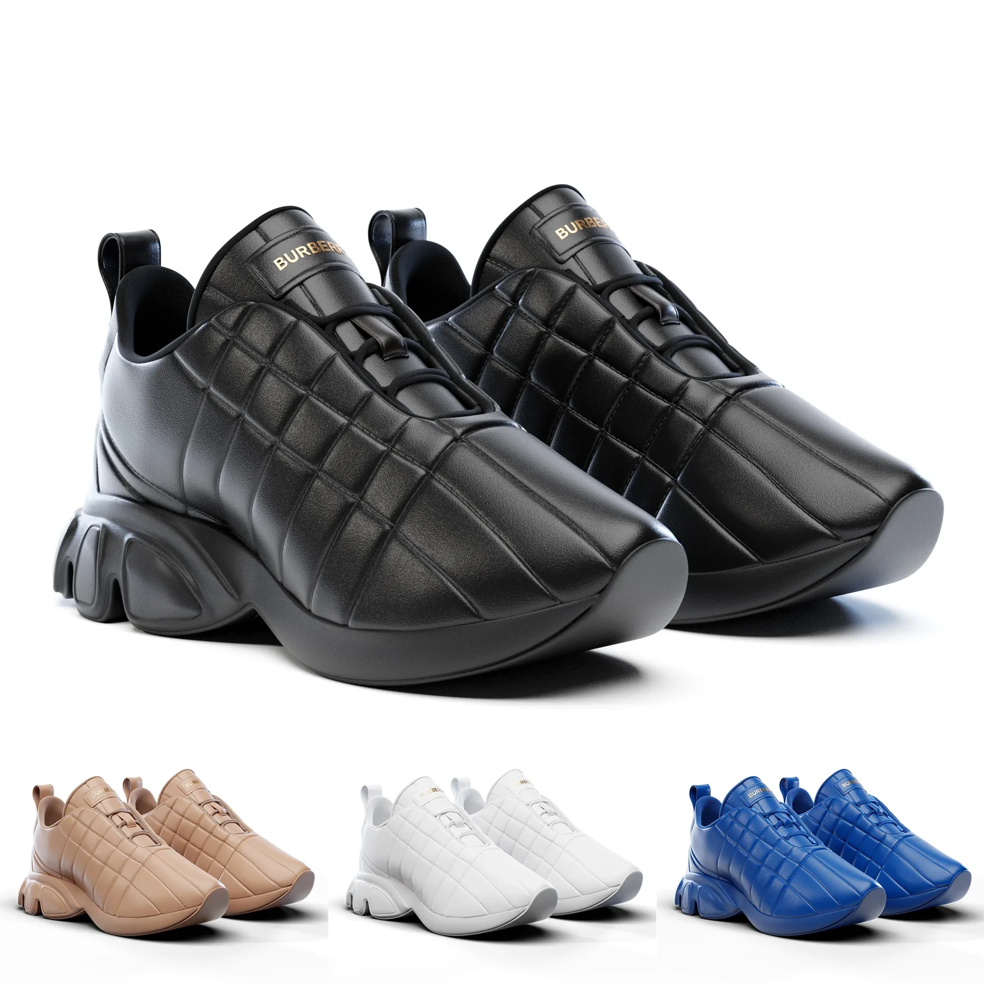 Burberry Quilted Leather Classic Sneakers in 4 Colours