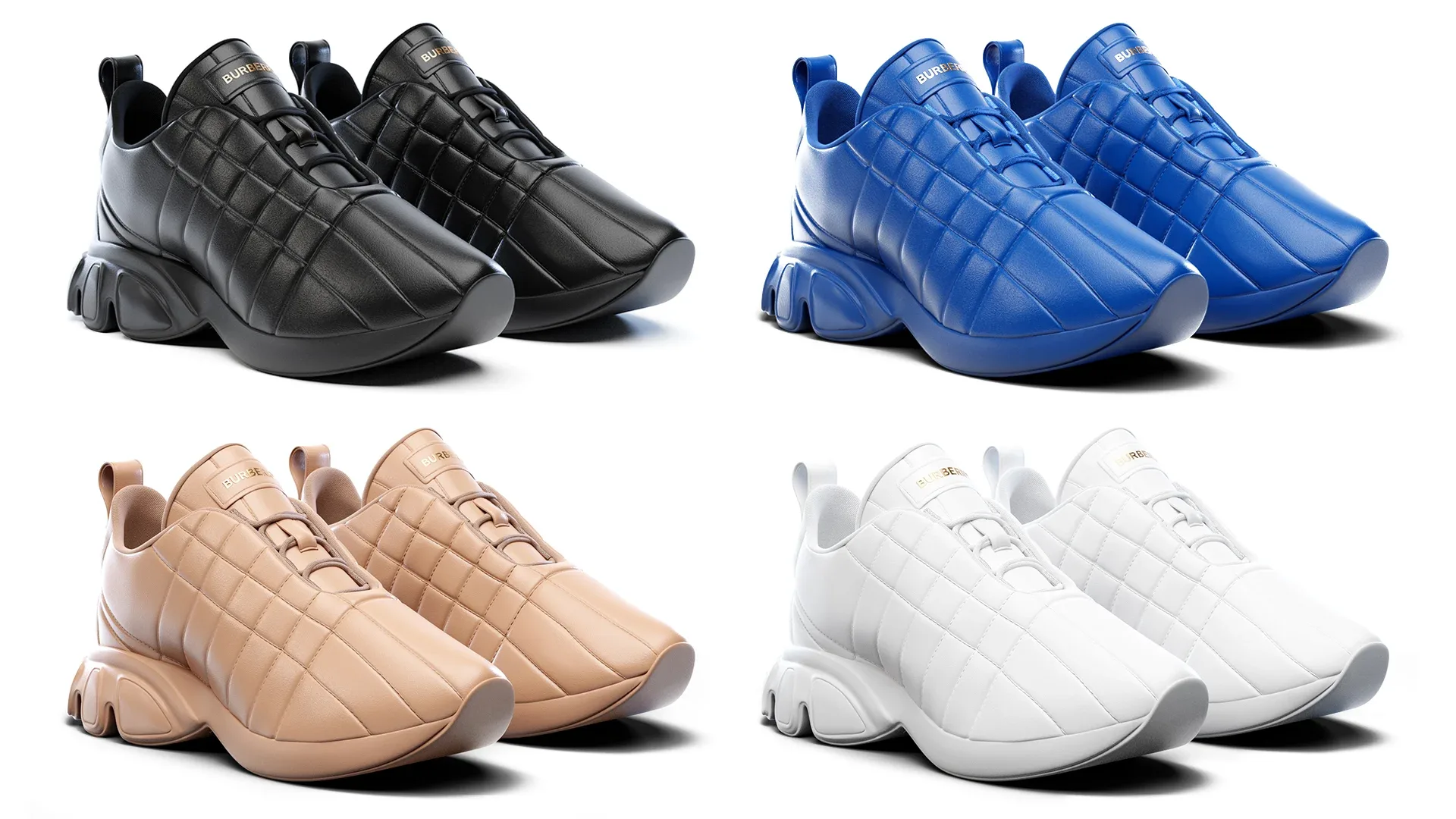 Burberry Quilted Leather Classic Sneakers in 4 Colours