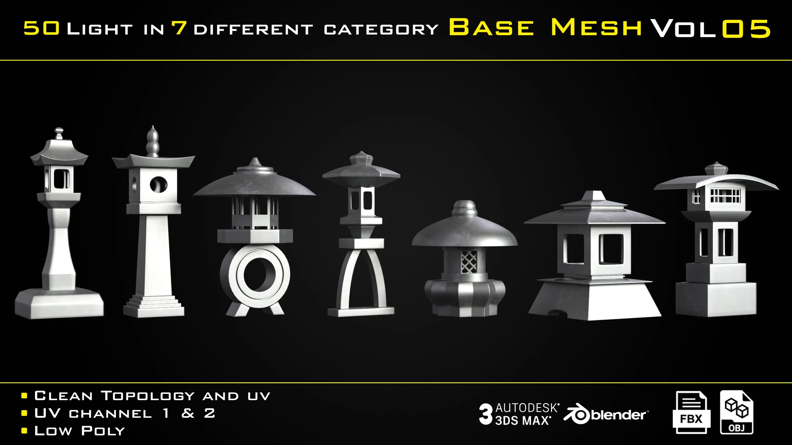 50 Light in 7 different category BASE MESH - VOL 05