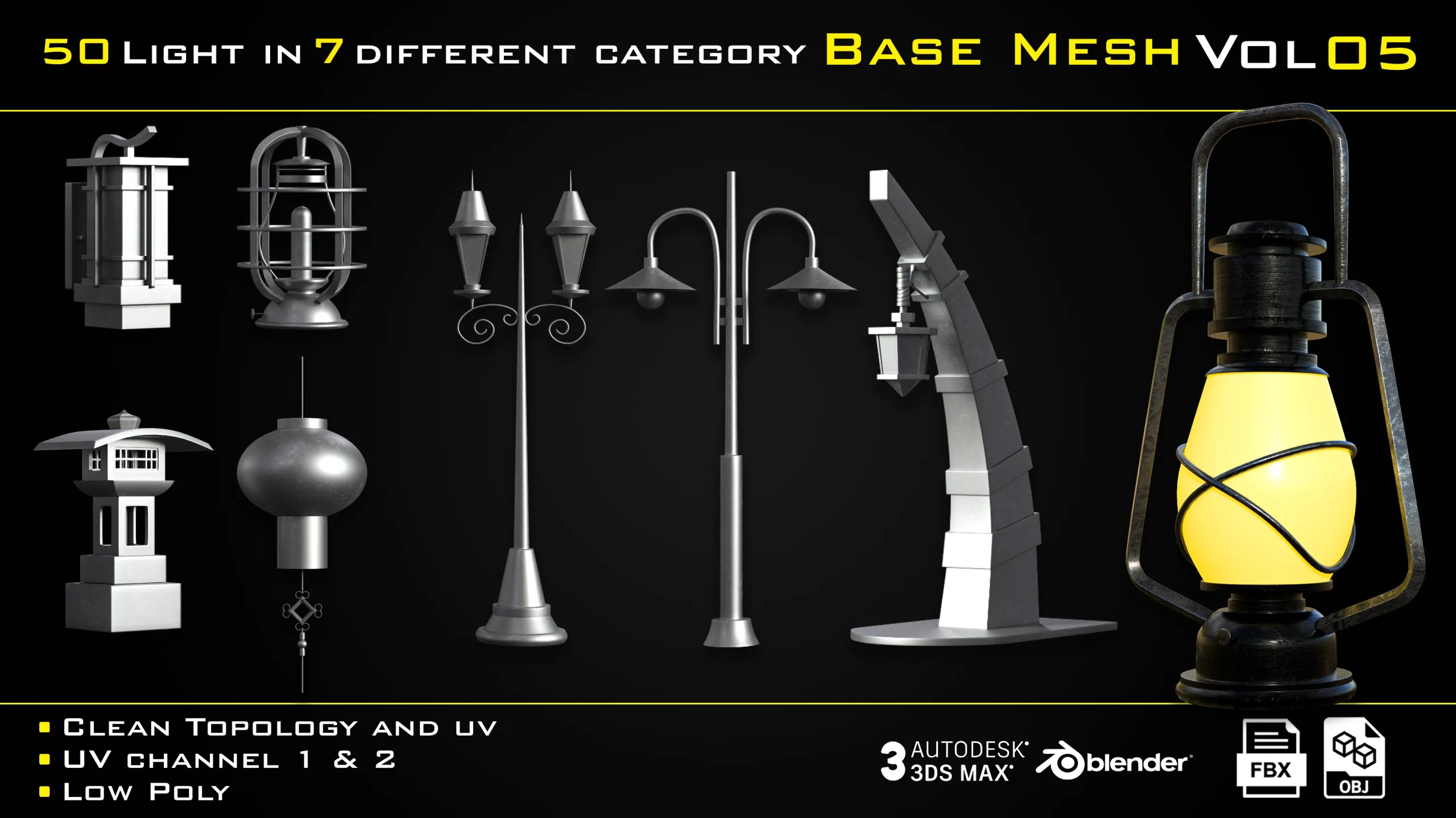 50 Light in 7 different category BASE MESH - VOL 05