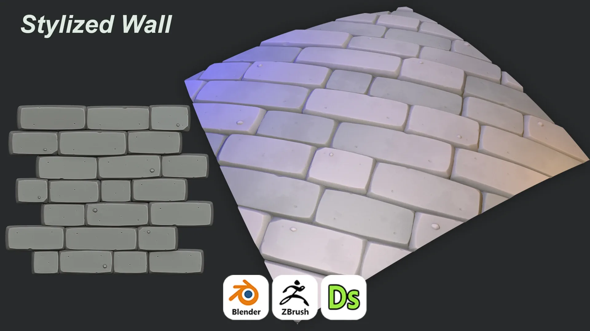 Stylized White Brick Wall For Games 3D Art / Tutorial