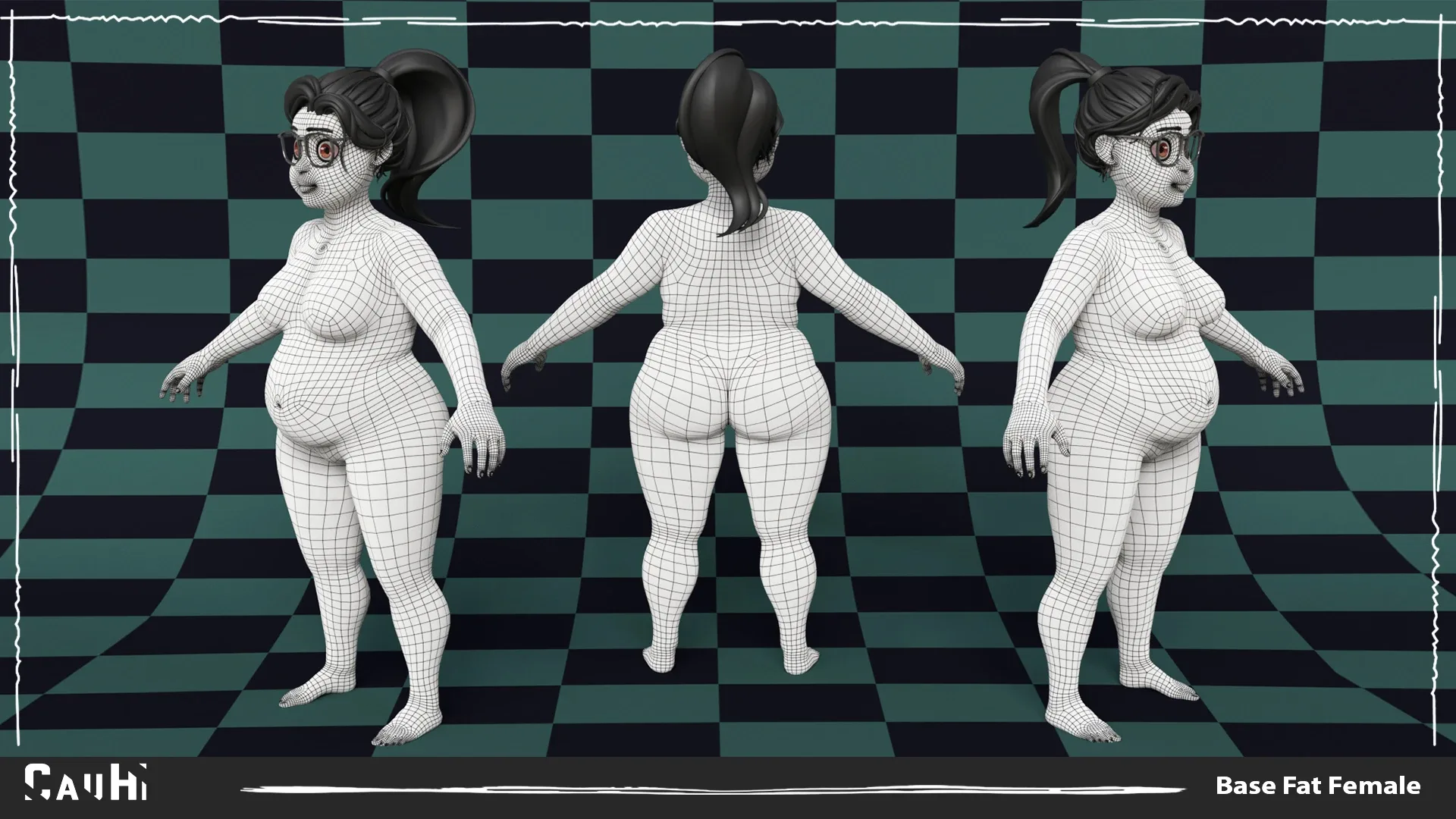 Base Mesh Fat Female Stylized PBR