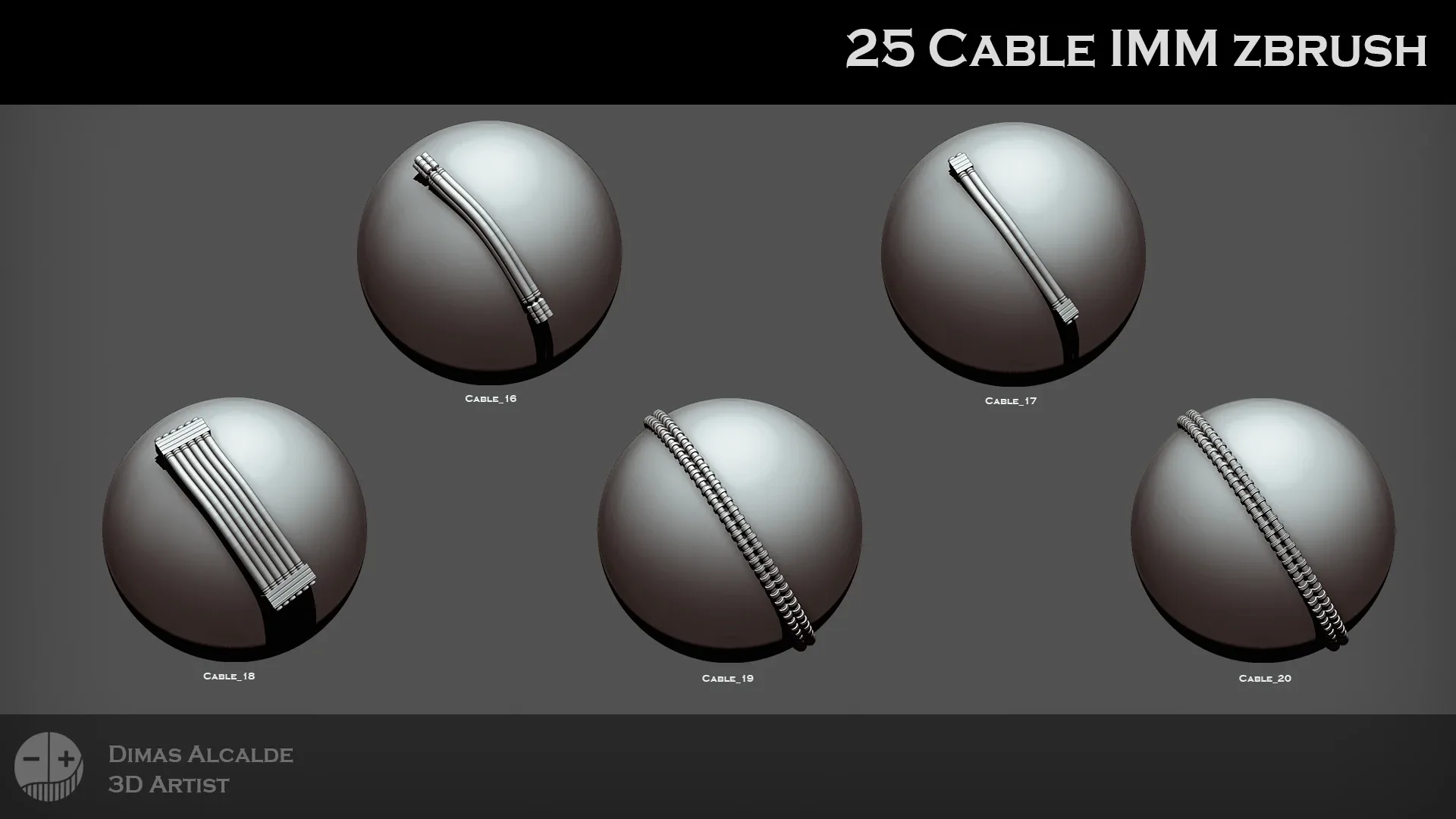 25 CABLE IMM ZBRUSH Brushes Pack {Blender}