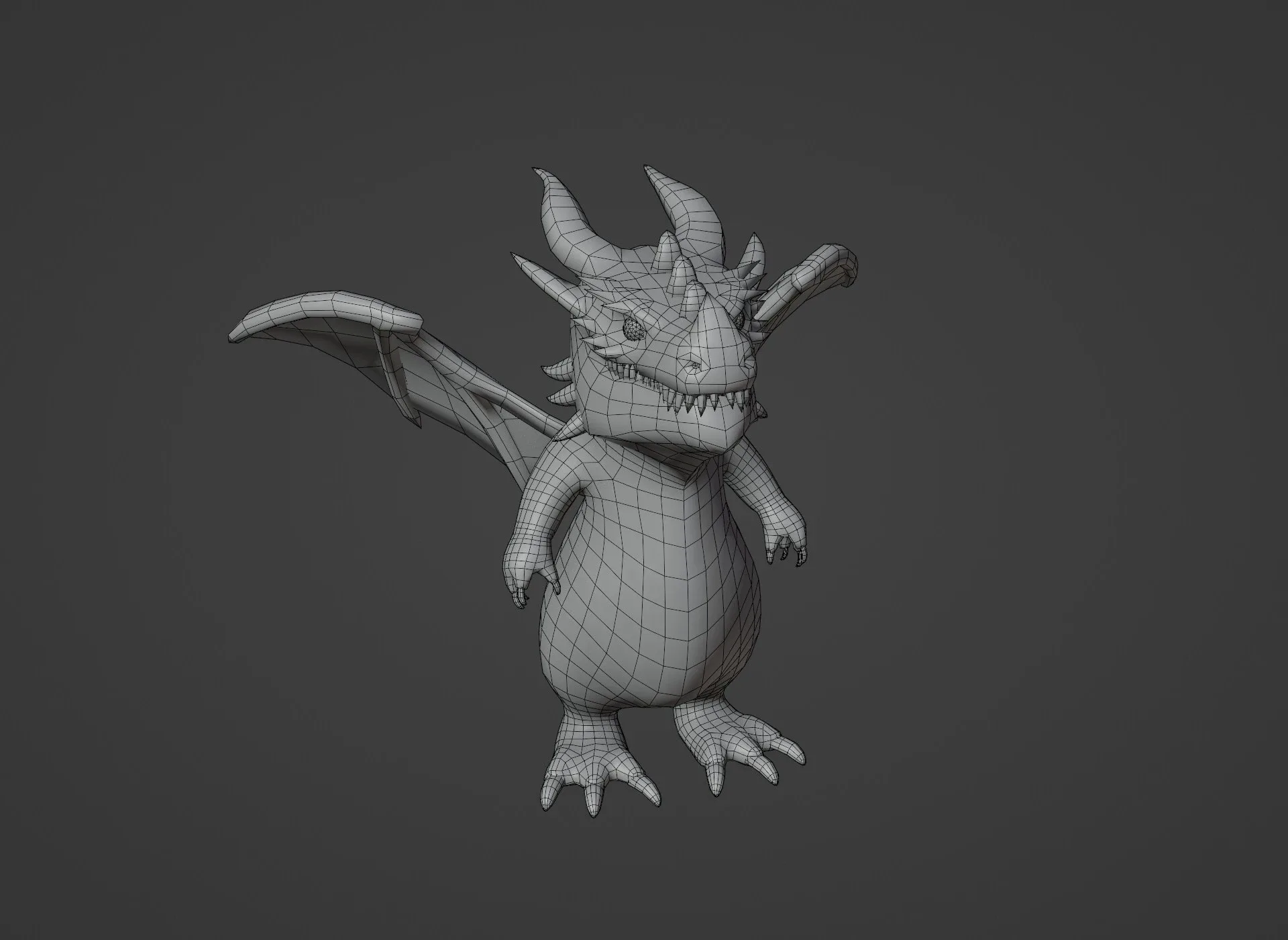 Cartoon Brown Dragon Animated Low-poly 3D Model