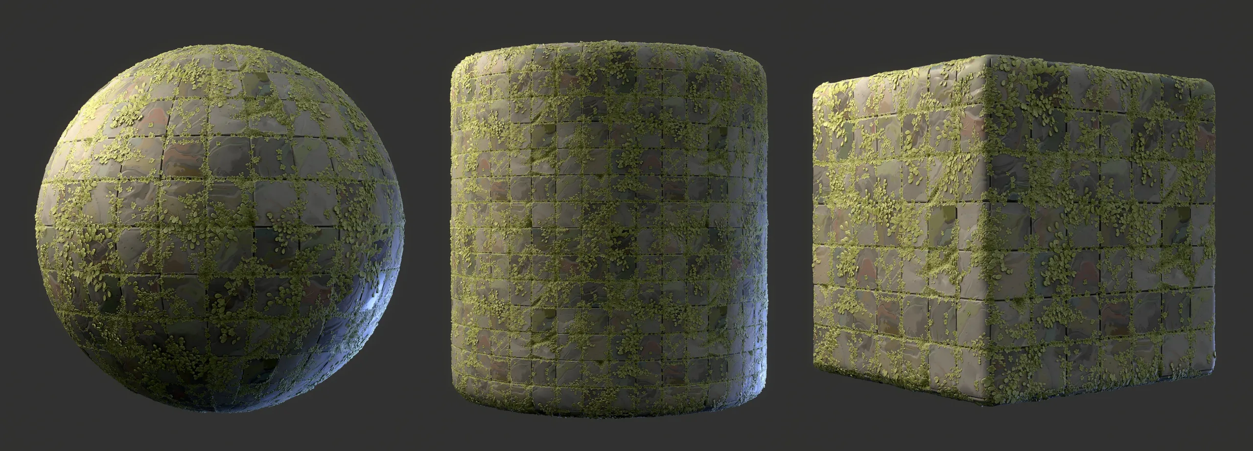 Stylized Mossy Tiles - Substance 3D Designer + Sbsar File