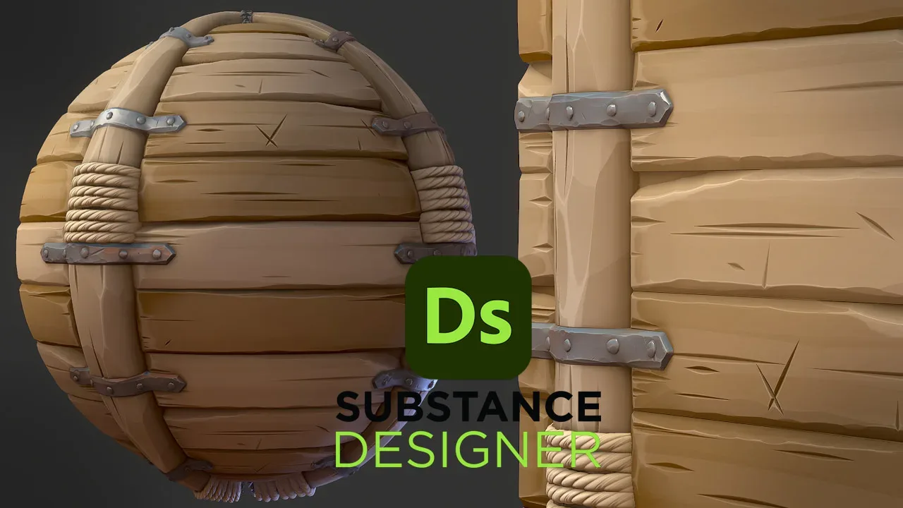 Stylized Wooden Wall - Substance 3D Designer + Sbsar File