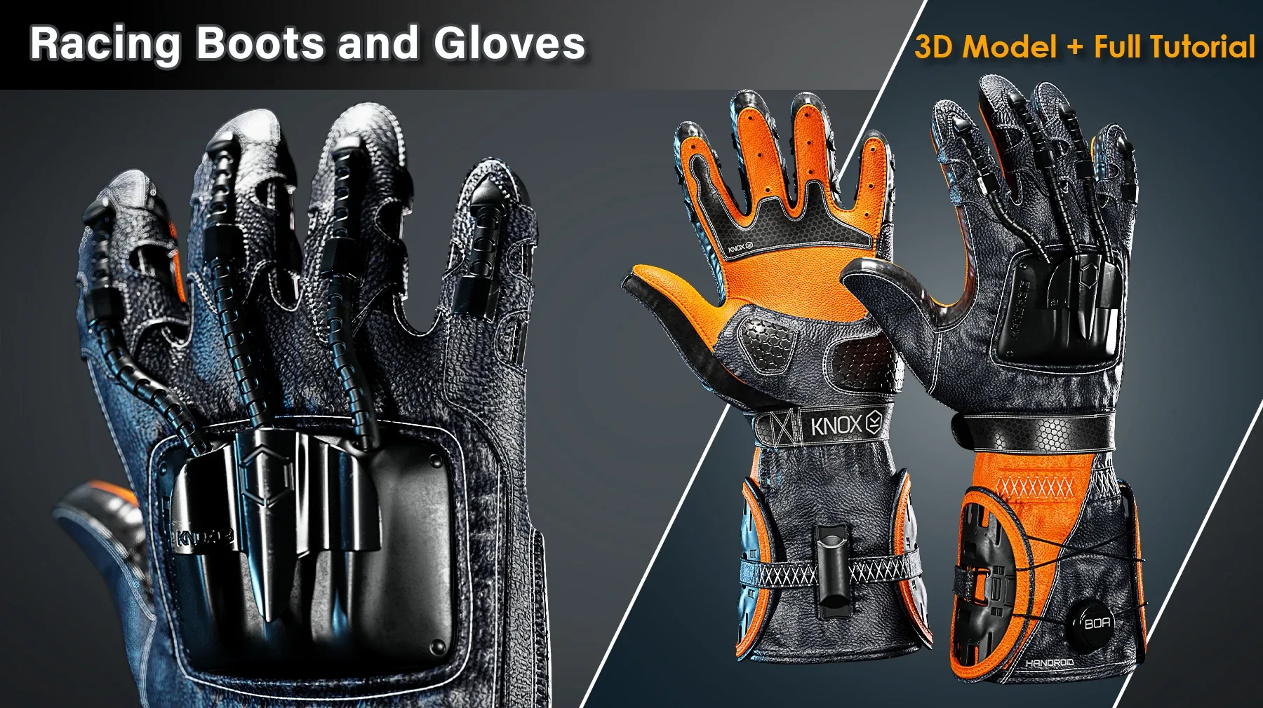 Racing Boots and Gloves / 3D Models+Full Tutorial