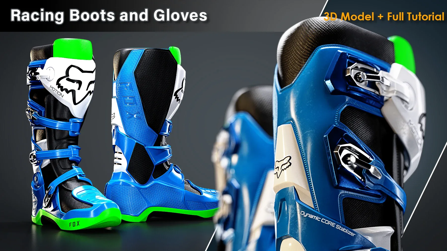 Racing Boots and Gloves / 3D Models+Full Tutorial