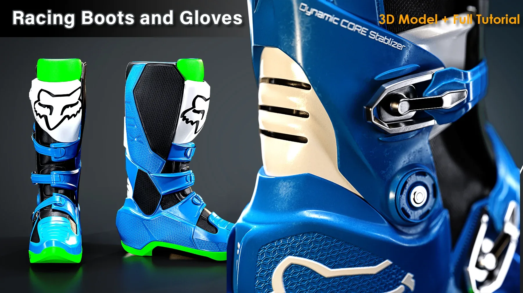 Racing Boots and Gloves / 3D Models+Full Tutorial