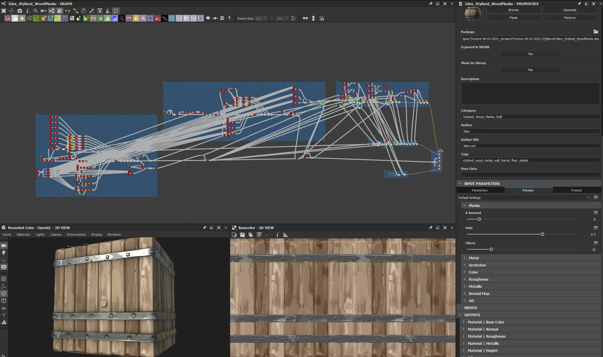 Stylized Wood Planks - Substance 3D Designer + Sbsar File