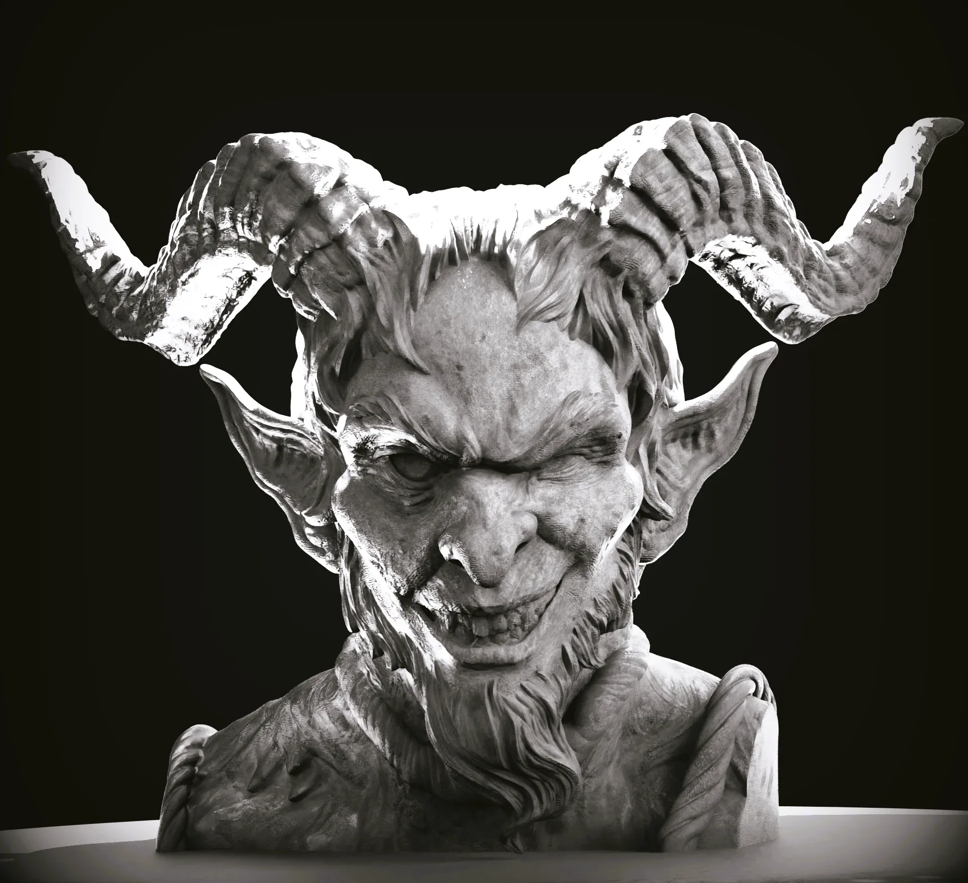 3D Printable Krampus "Evil Santa" Bust