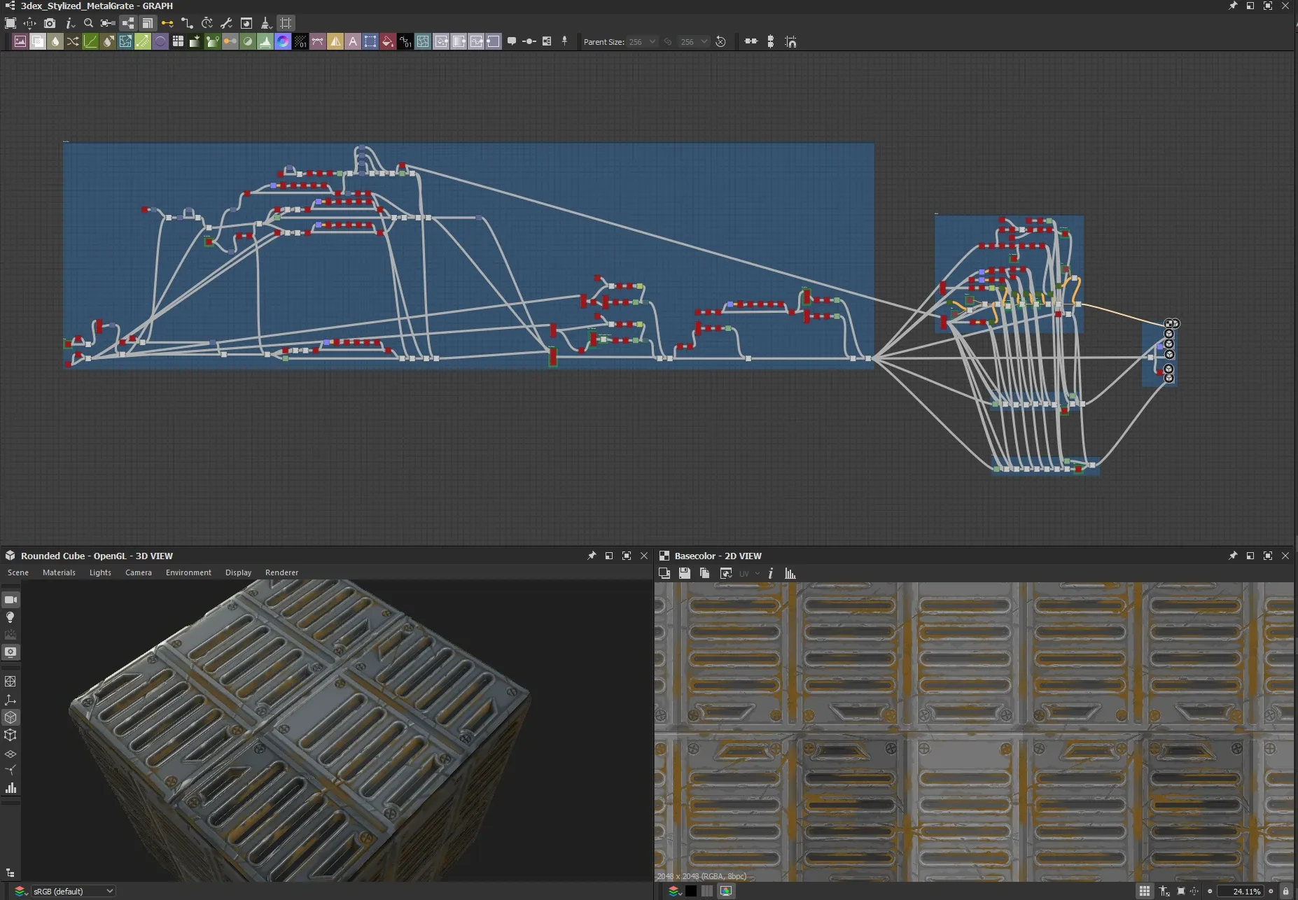 Stylized Metal Grate - Substance 3D Designer + Sbsar File