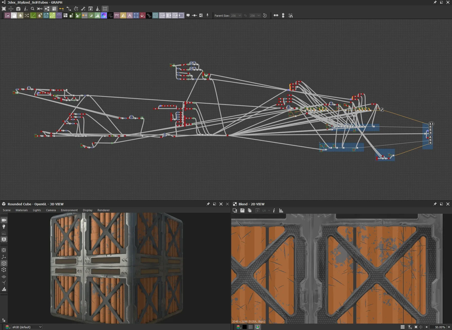 Stylized Sci-Fi Tubes - Substance 3D Designer + Sbsar File