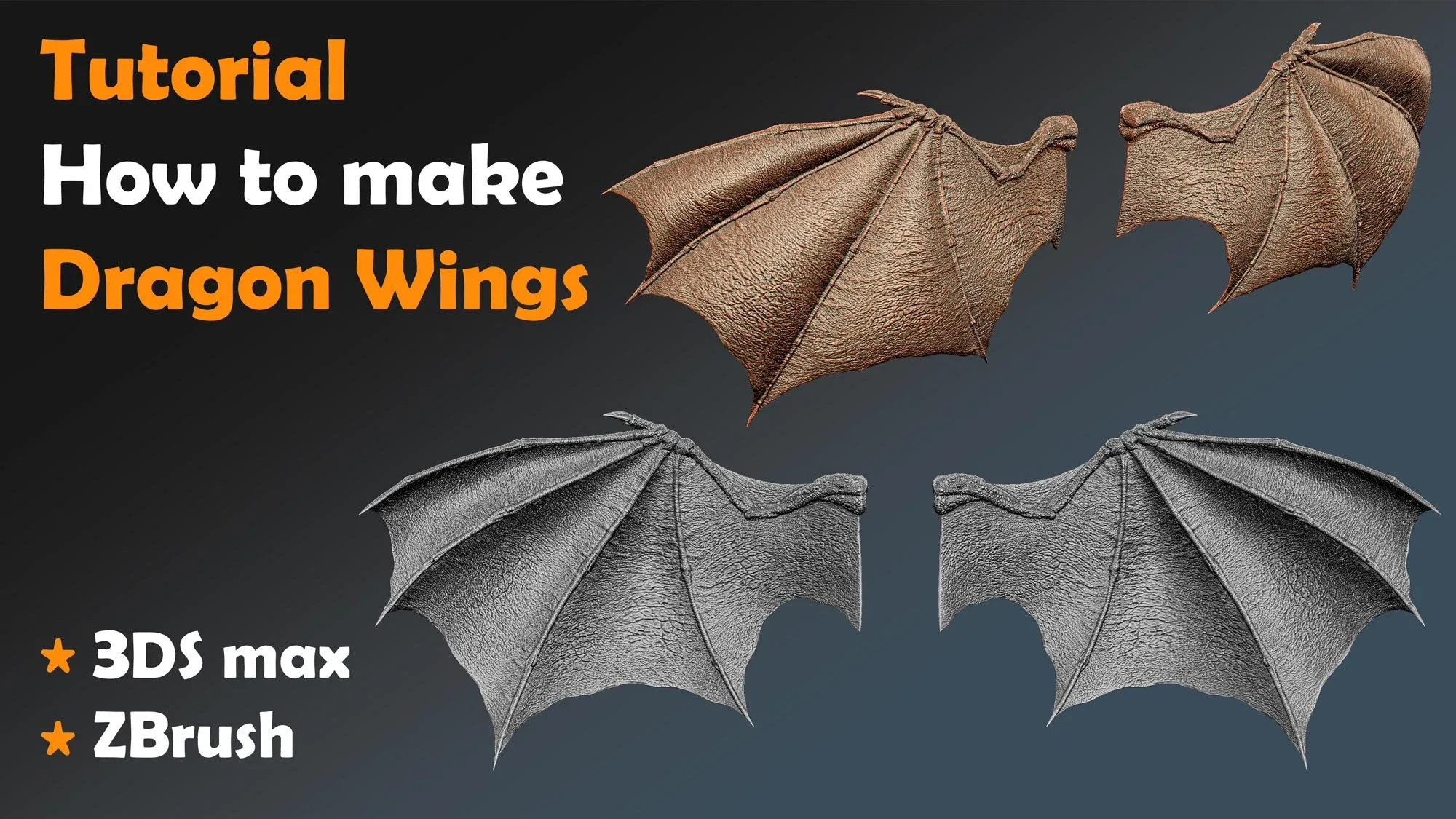 FREE Tutorial_ How to make  Dragon Wing using 3ds Max & ZBrush