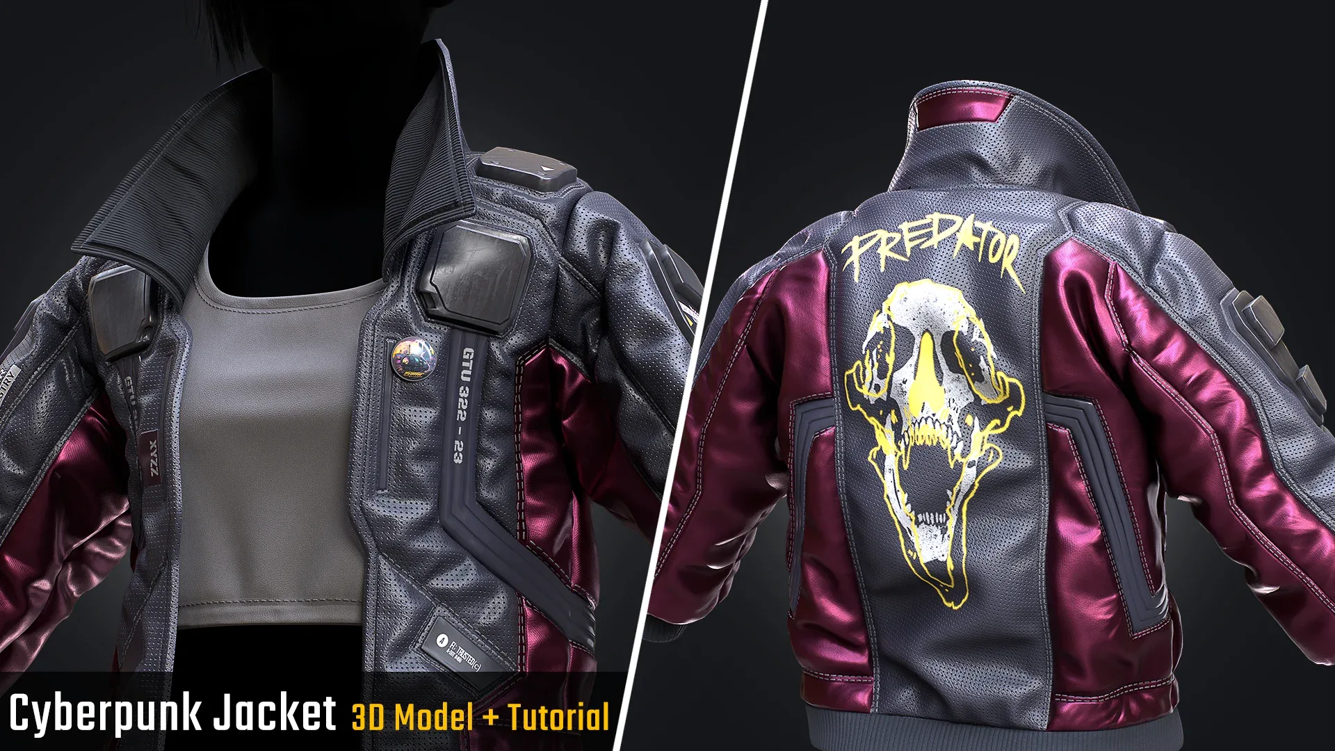 Cyberpunk Jacket - Tutorial (Full Pipeline) + 3D Model