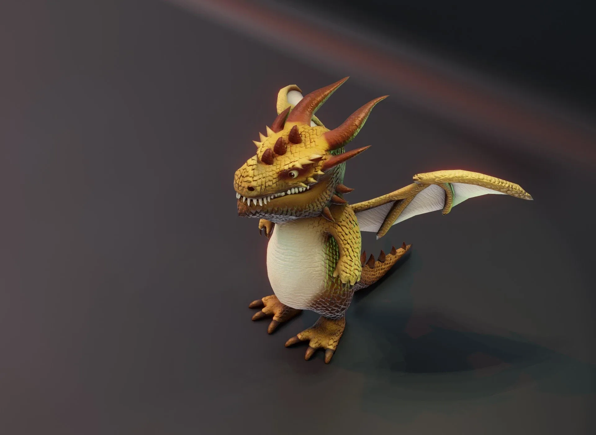 Cartoon Brown Dragon Low-poly 3D model