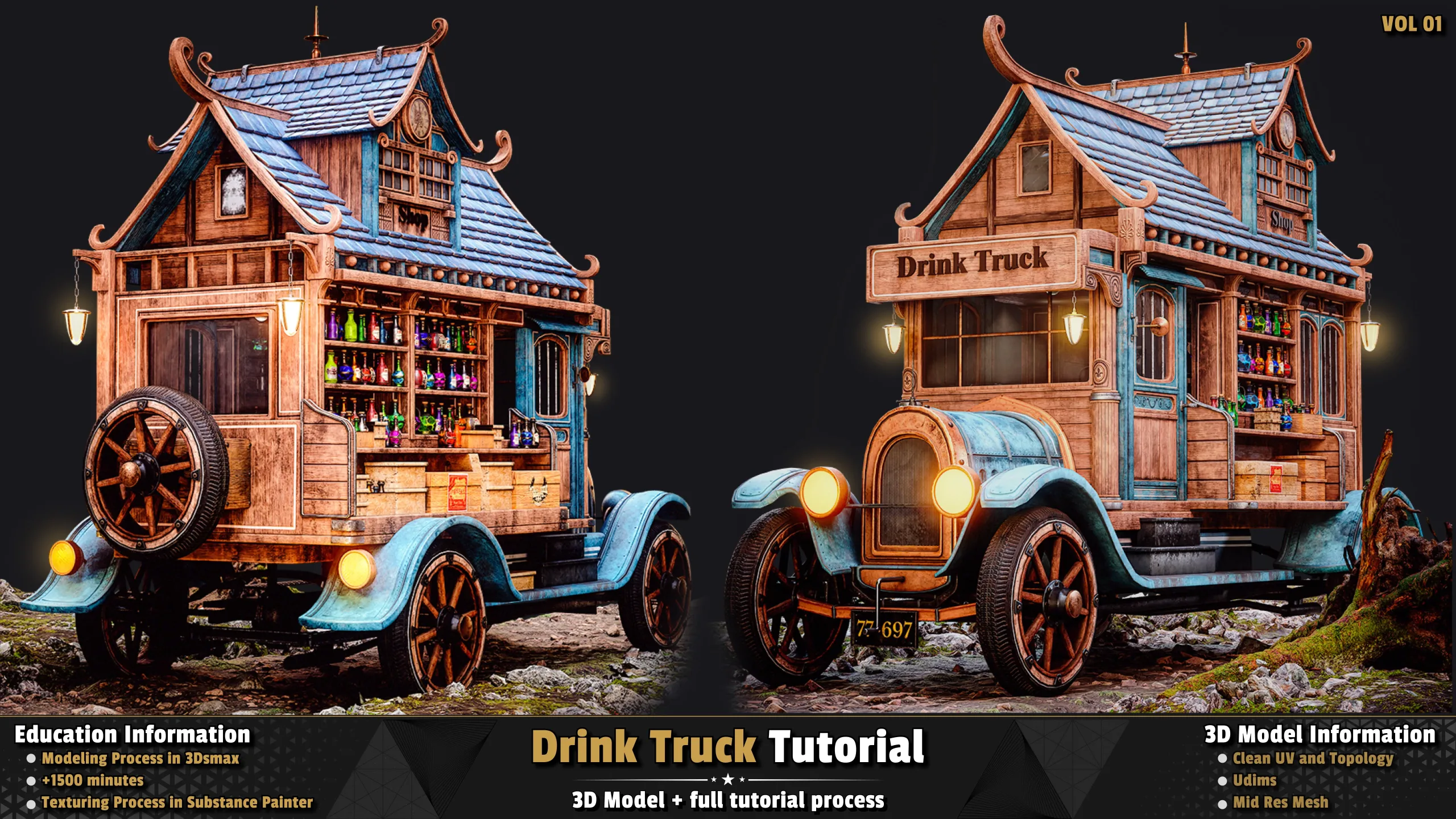 Drink Truck / 3D Model + Full Tutorial Process