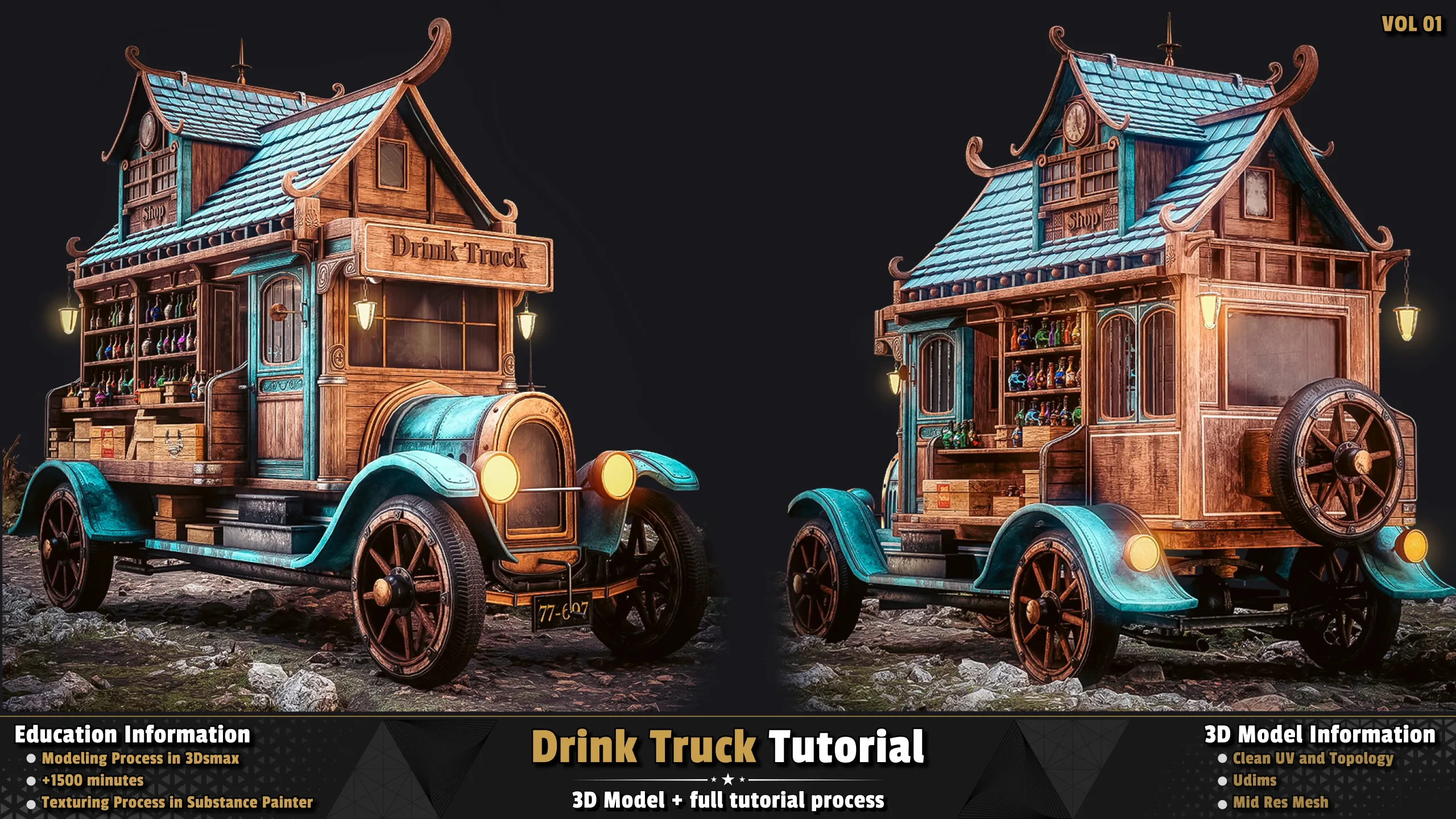 Drink Truck / 3D Model + Full Tutorial Process