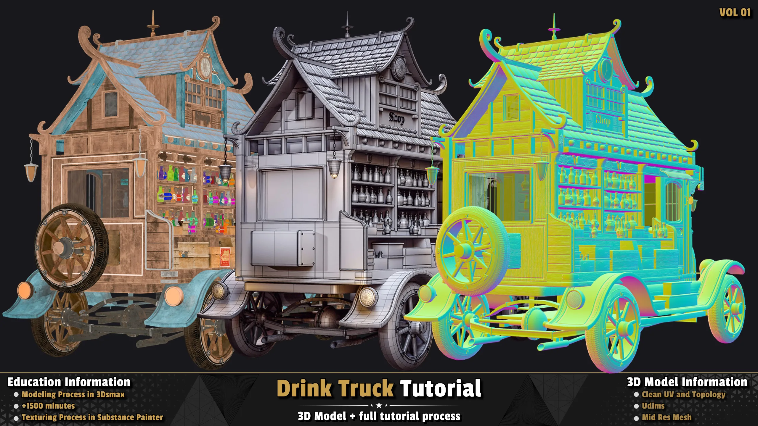 Drink Truck / 3D Model + Full Tutorial Process