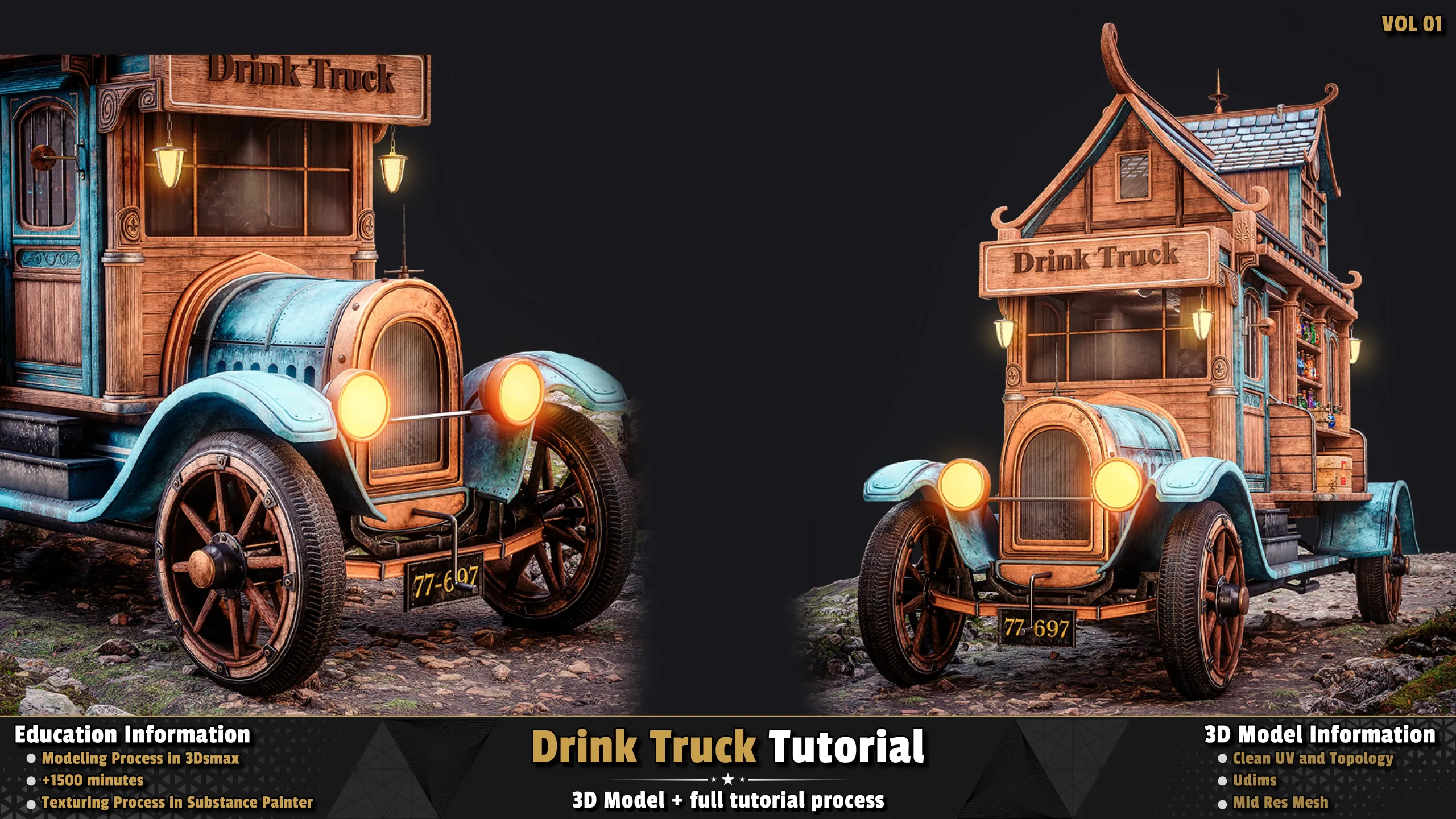 Drink Truck / 3D Model + Full Tutorial Process