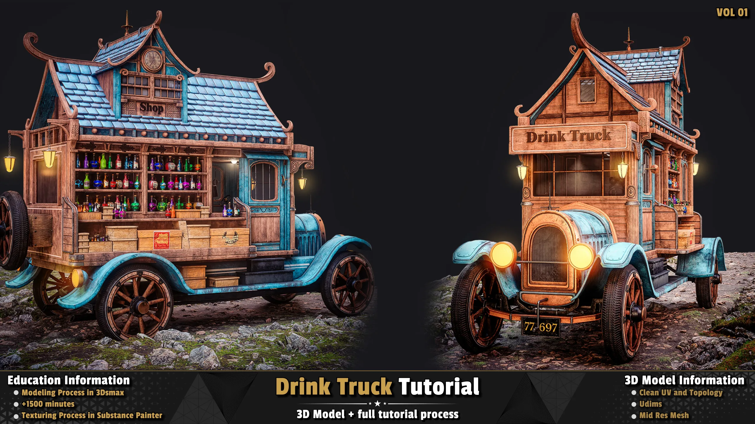 Drink Truck / 3D Model + Full Tutorial Process