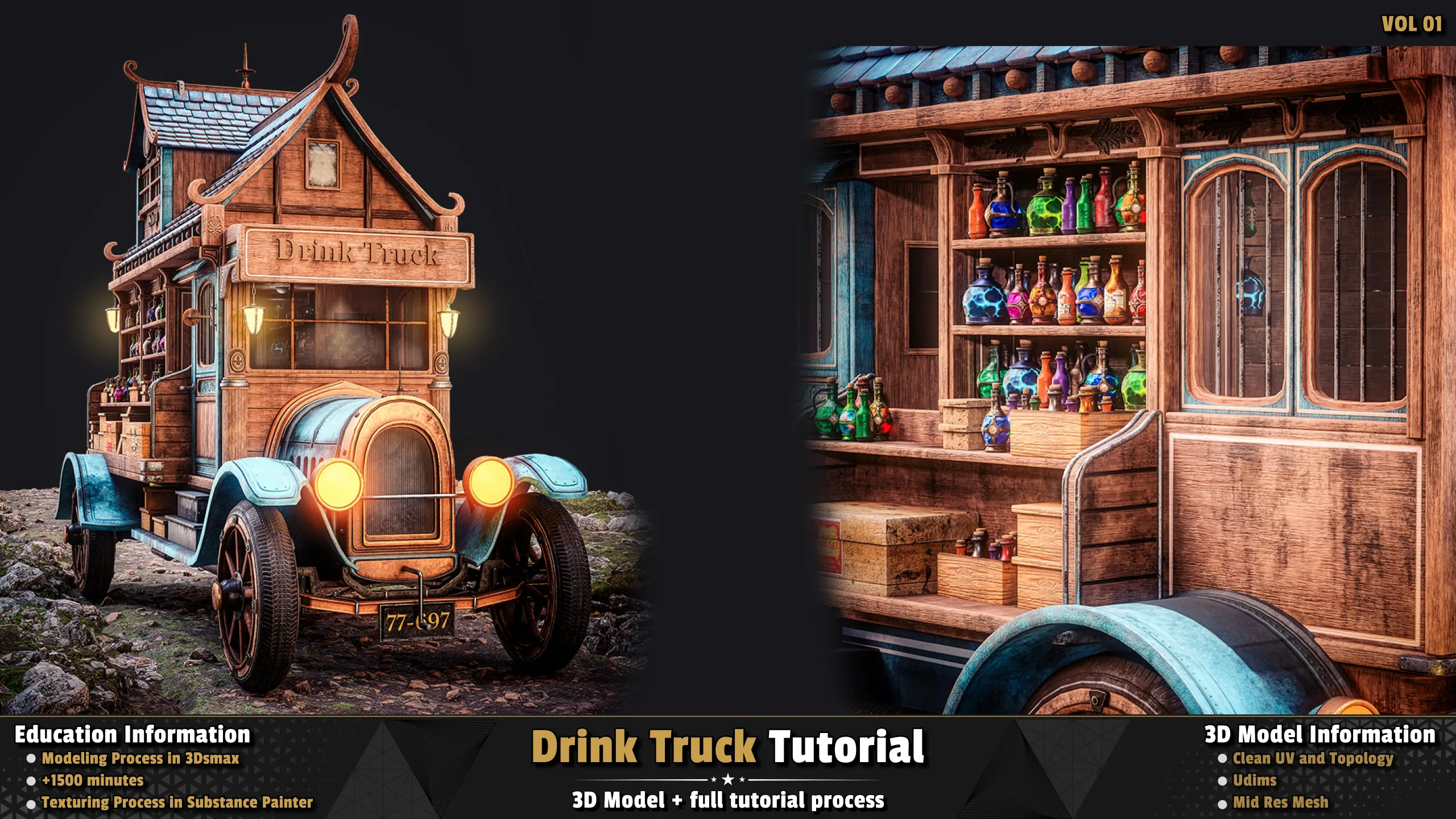 Drink Truck / 3D Model + Full Tutorial Process