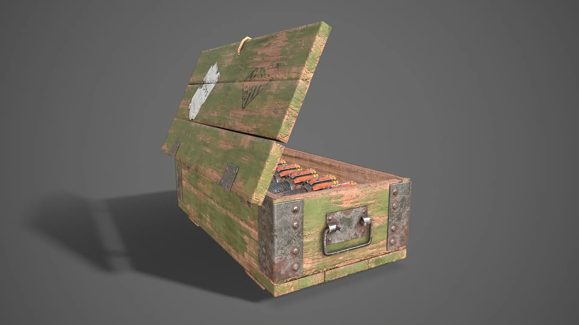 Sci-fi post apocalyptic crate of grenades