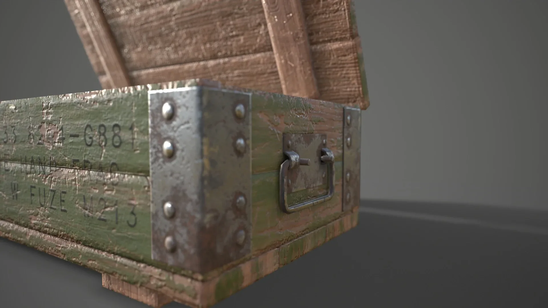 Sci-fi post apocalyptic crate of grenades