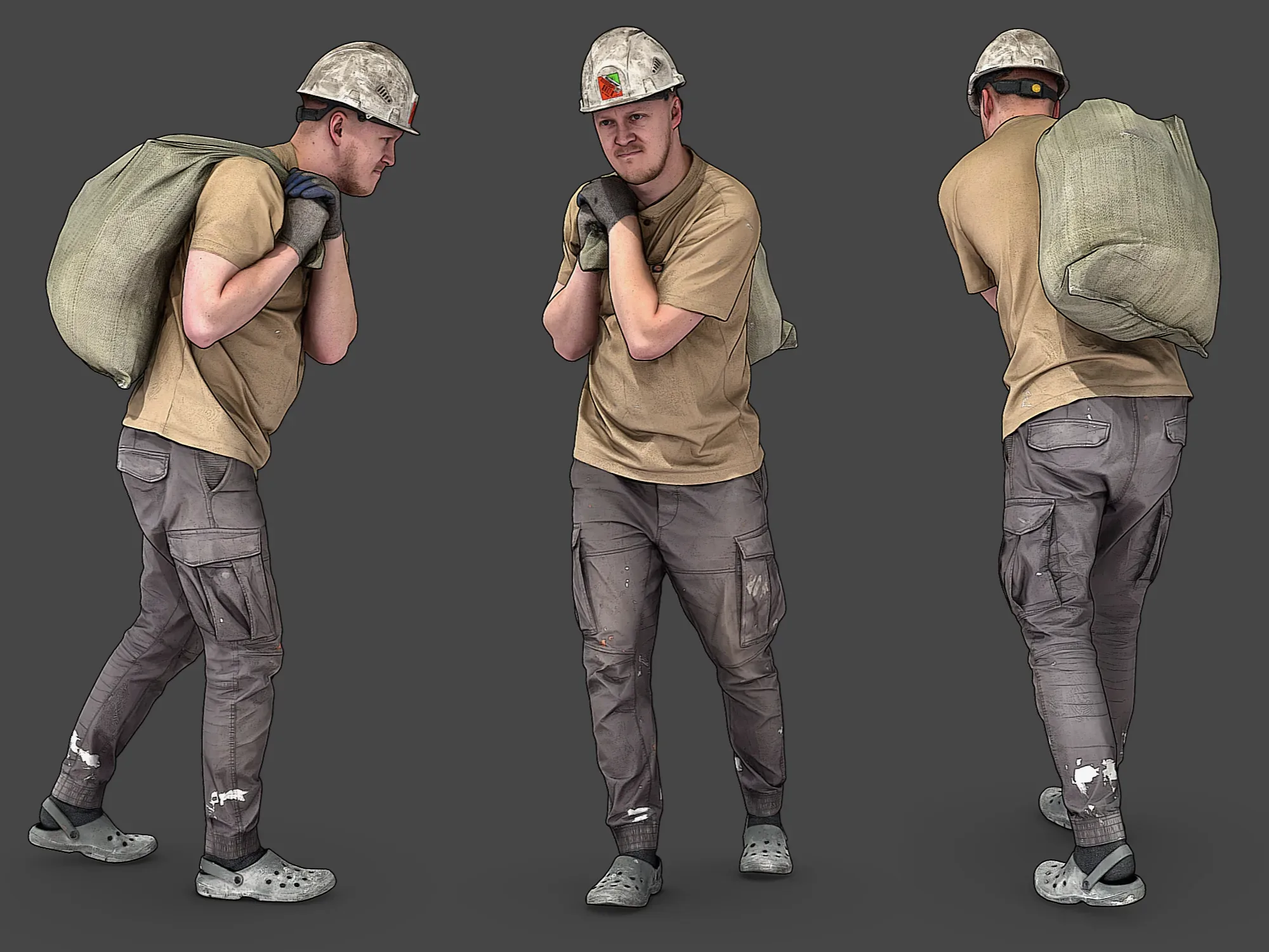 Worker in a Sand T-Shirt model pack