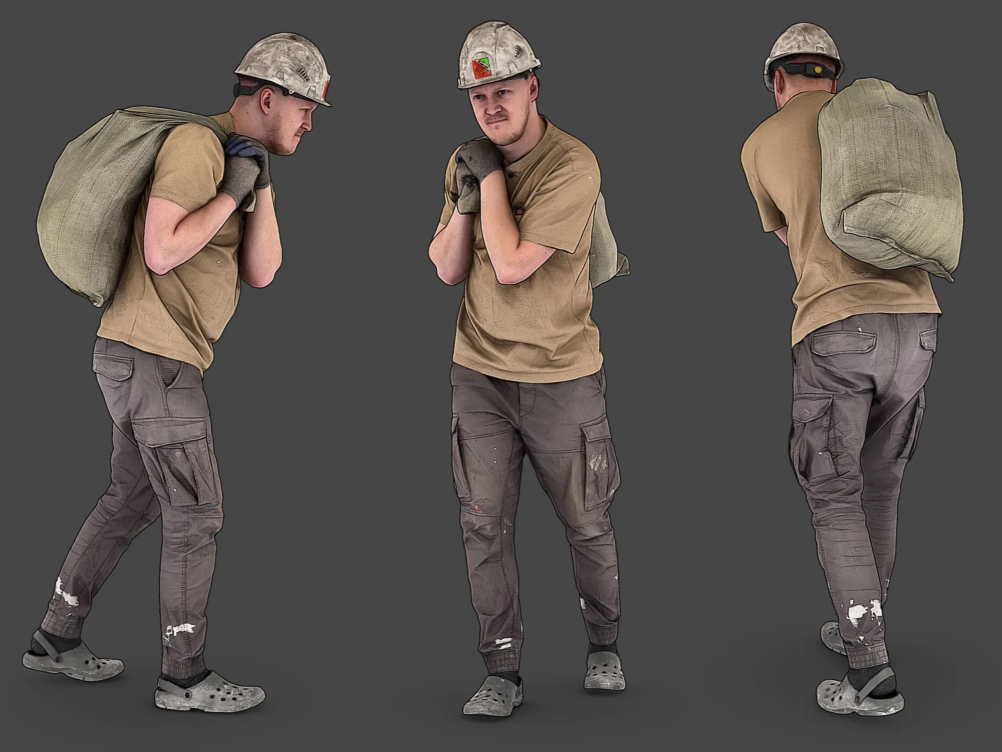 Worker in a Sand T-Shirt model pack