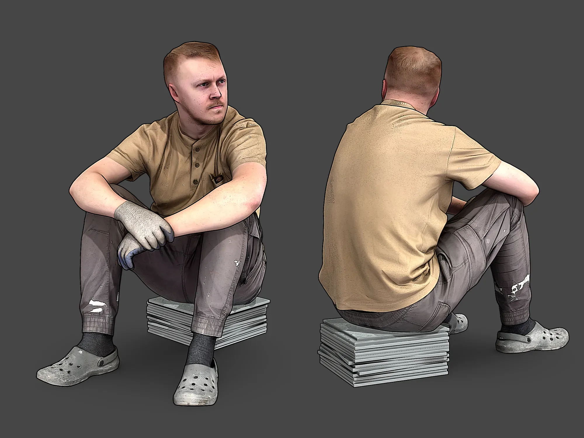 Worker in a Sand T-Shirt model pack