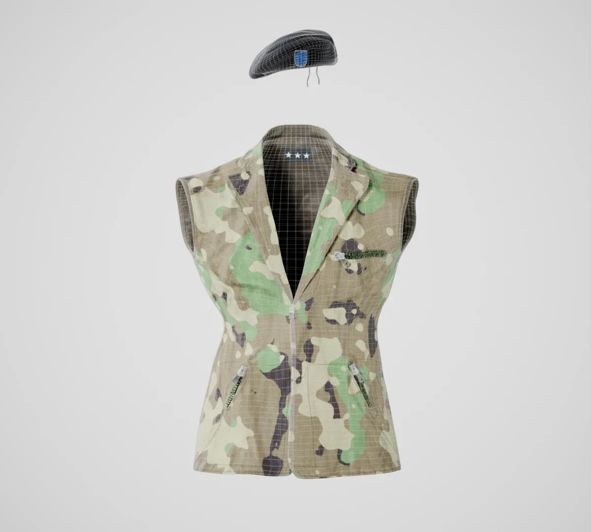 Military Vest and Beret