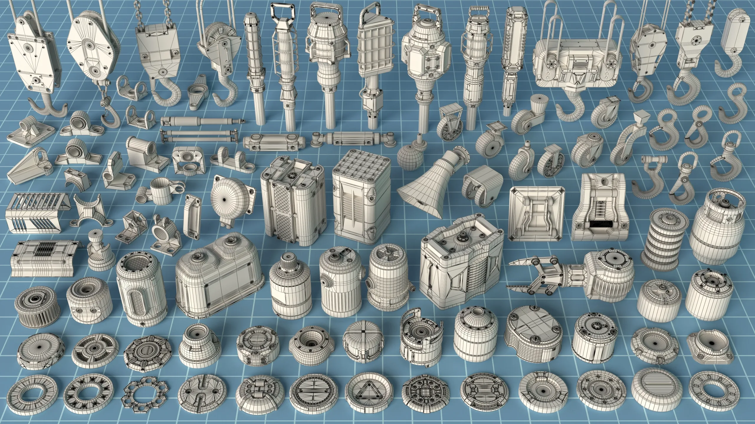 Industrial Kitbash 12 100 pieces FlippedNormals