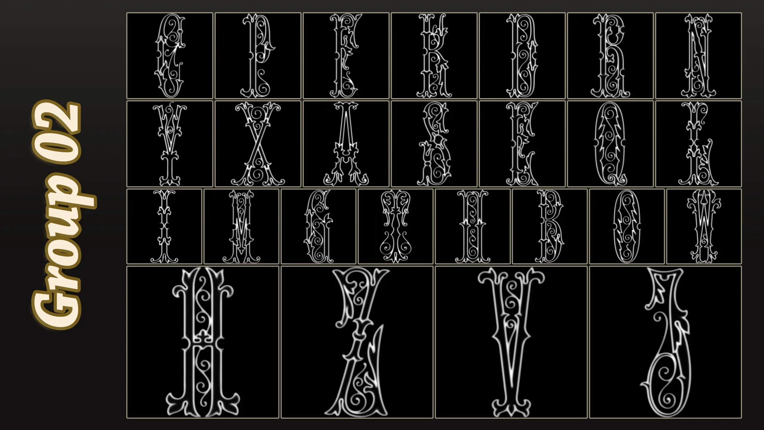 104 Ornamental alphabet 3D Model,alpha and brush vol 17