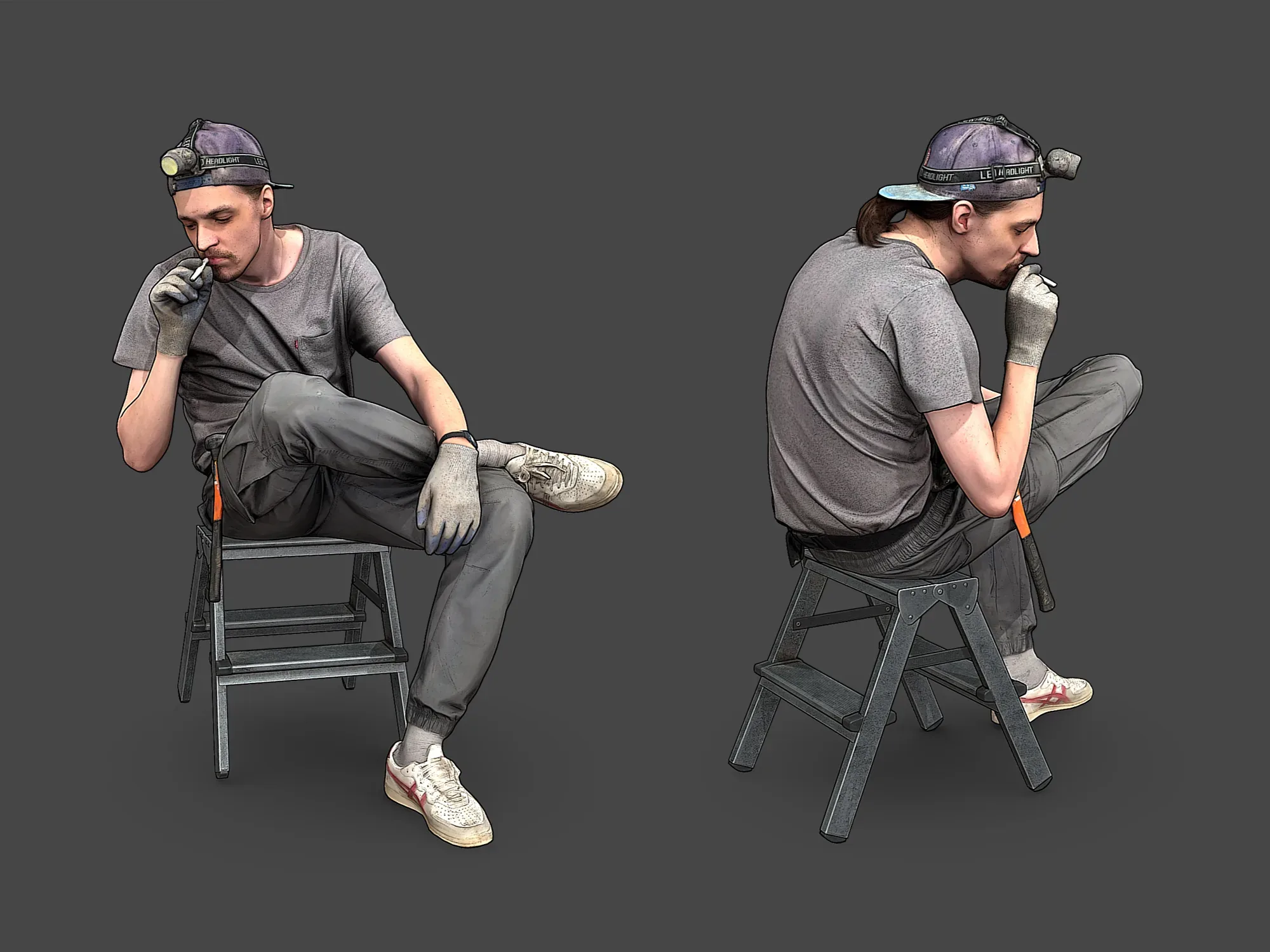 Worker in Gray Model Pack