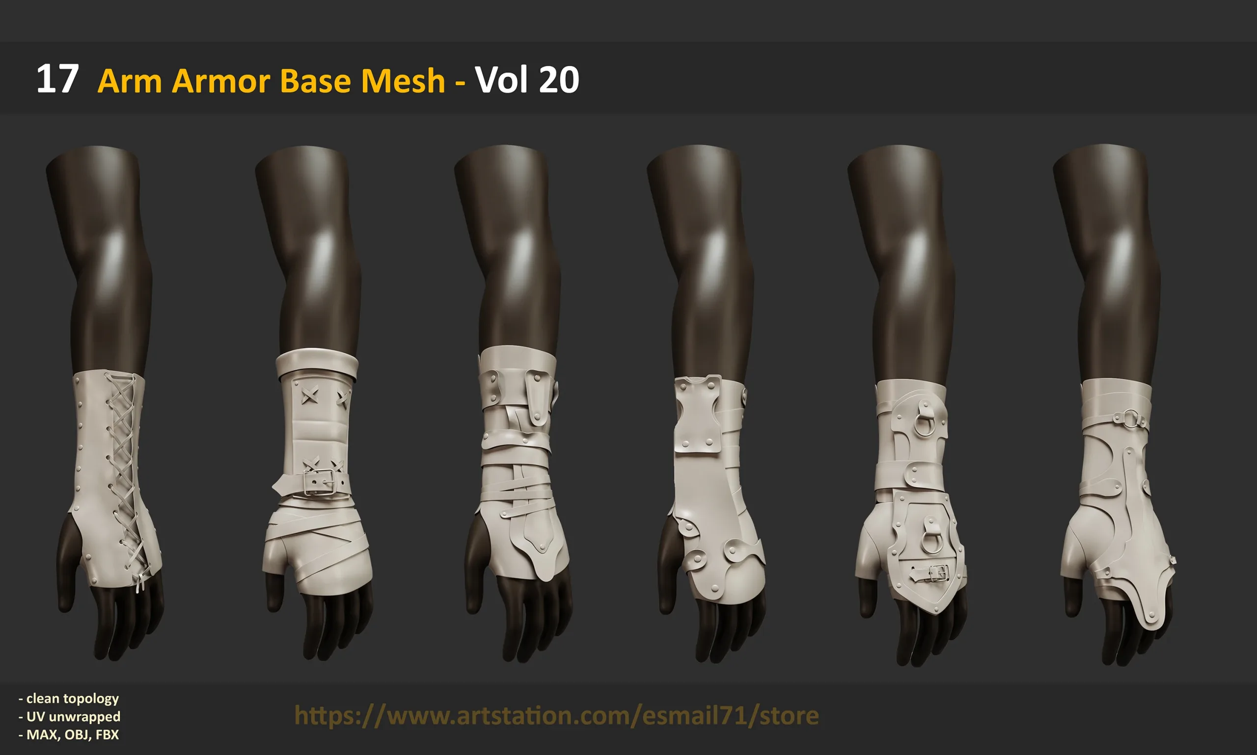 17 Arm Armor Base Mesh - Vol 20
