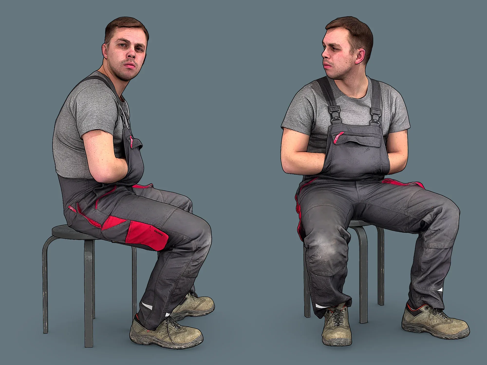 Foreman in Overalls Sitting model